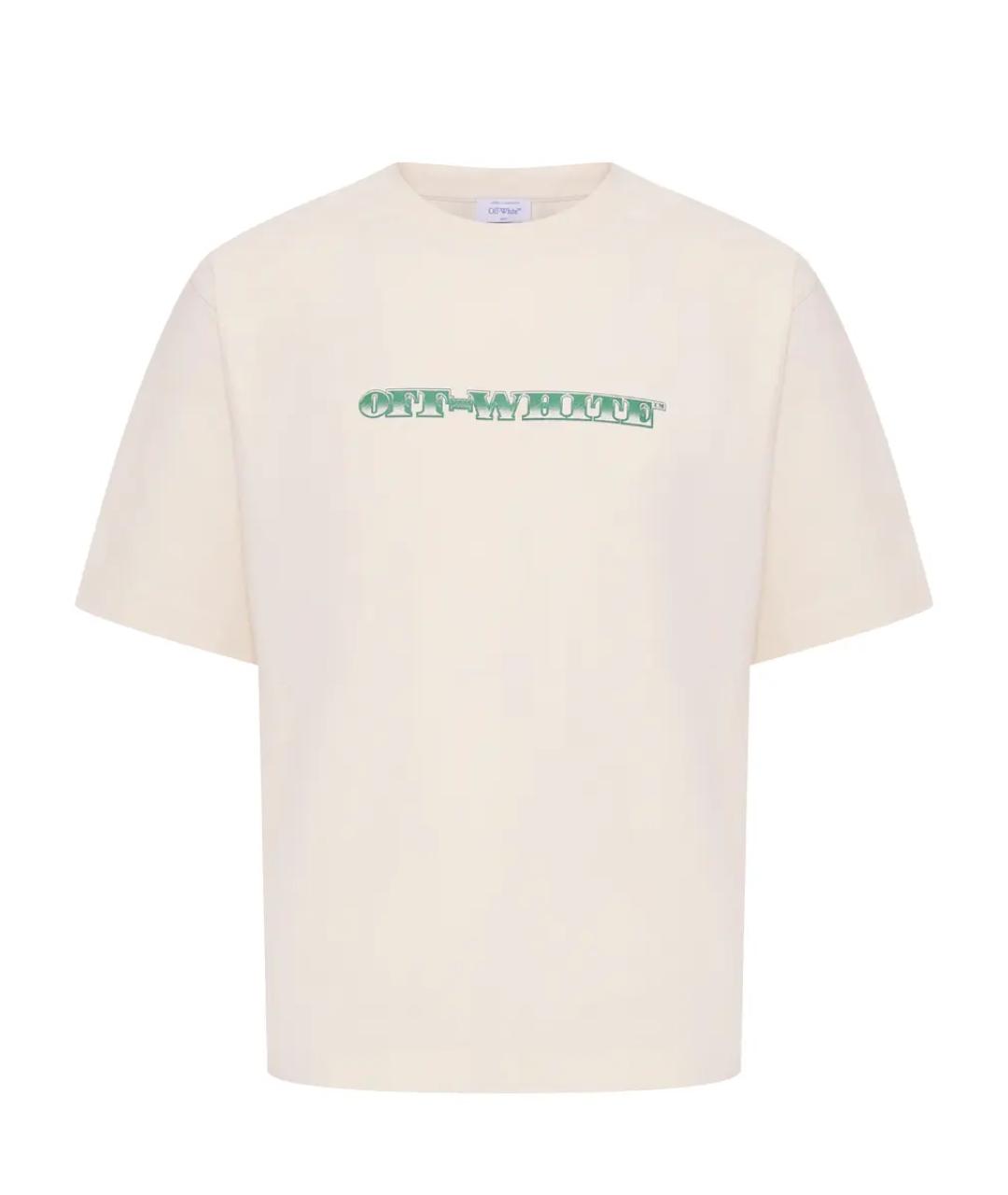 OFF-WHITE Бежевая хлопковая футболка, фото 1