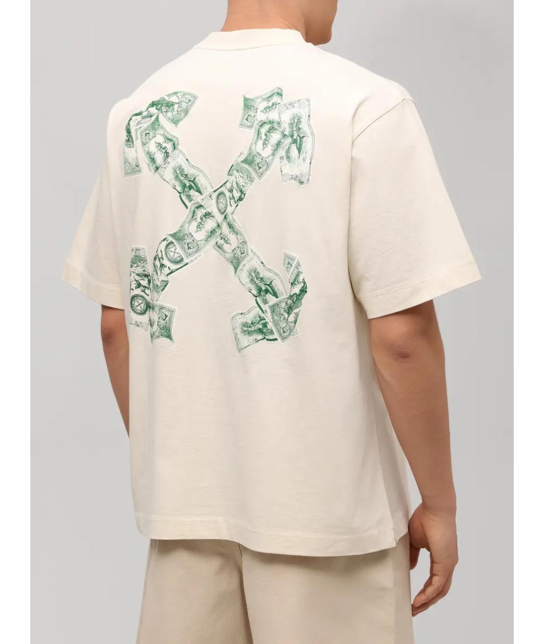 OFF-WHITE Бежевая хлопковая футболка, фото 3
