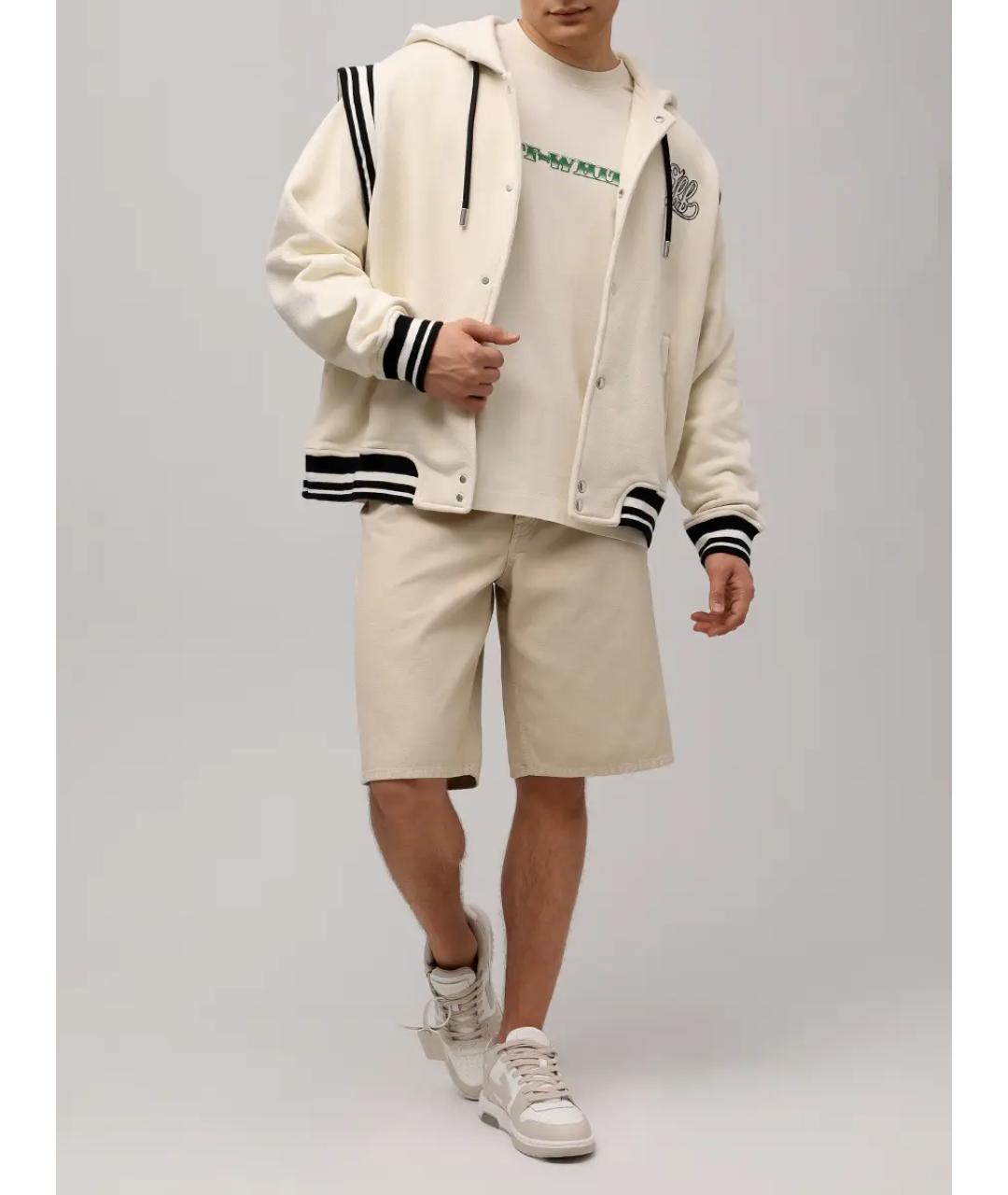 OFF-WHITE Бежевая хлопковая футболка, фото 2