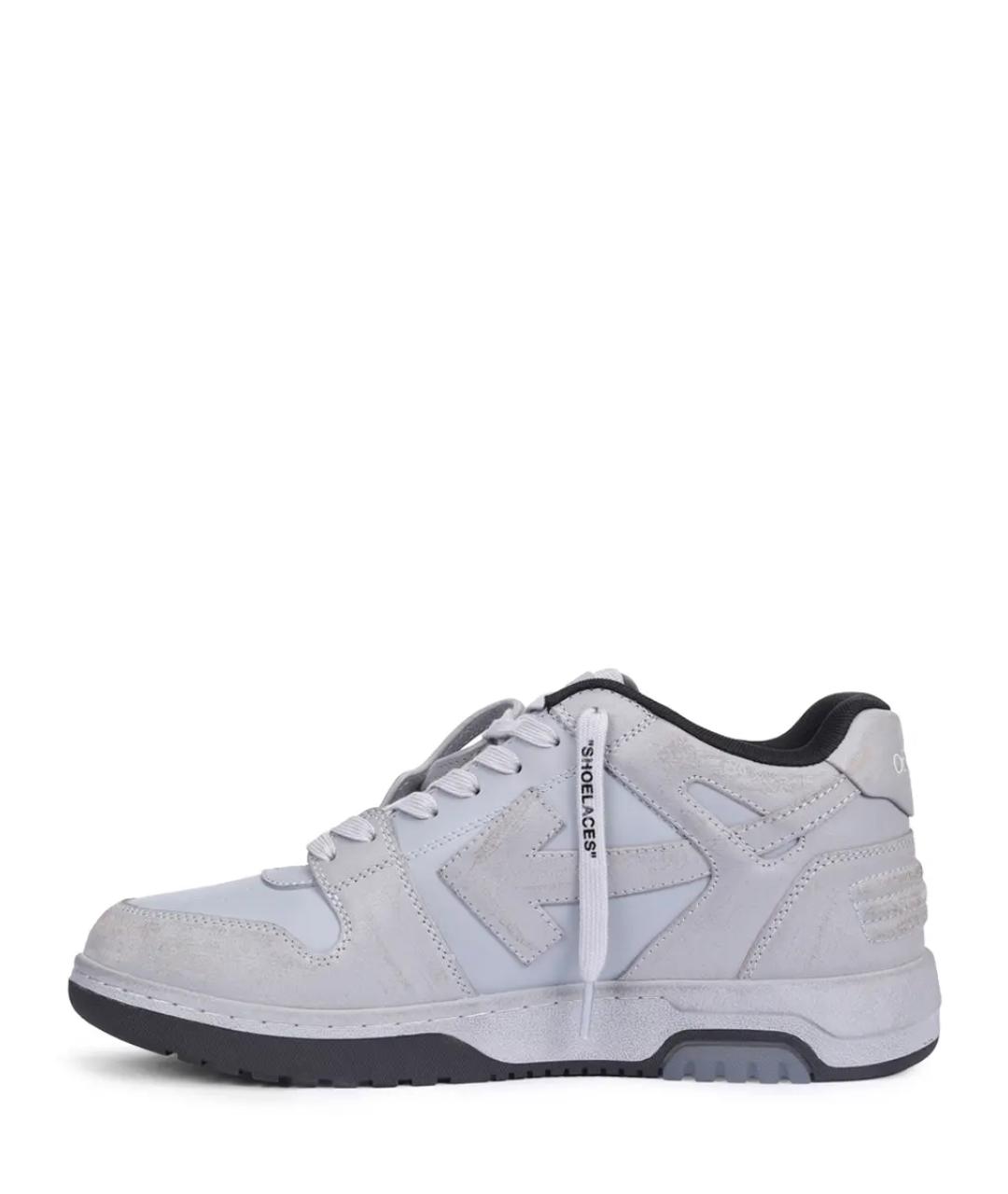 OFF-WHITE Серые кожаные высокие кроссовки / кеды, фото 3