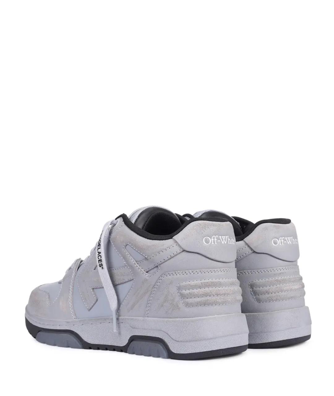 OFF-WHITE Серые кожаные высокие кроссовки / кеды, фото 4