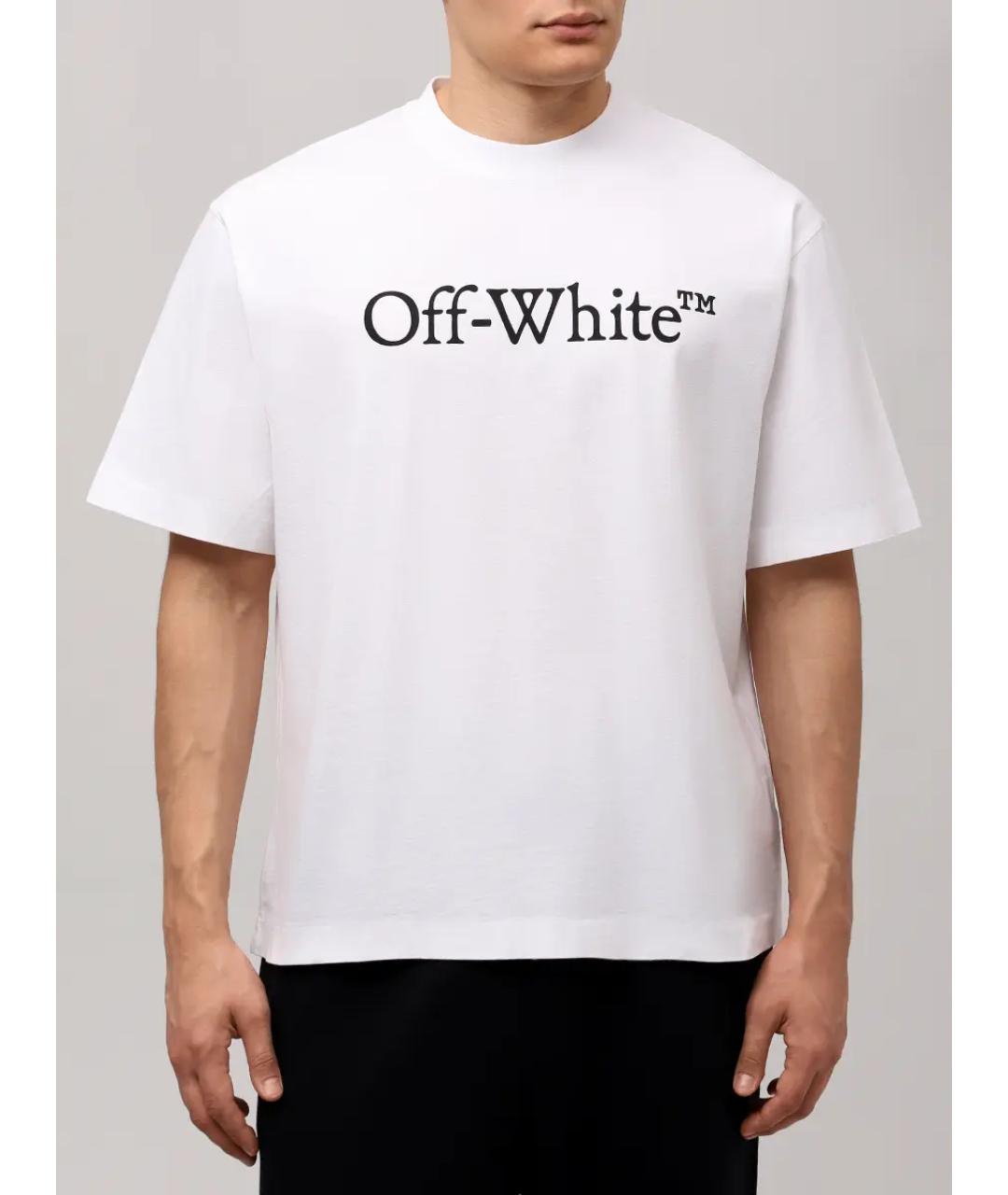 OFF-WHITE Белая хлопковая футболка, фото 4