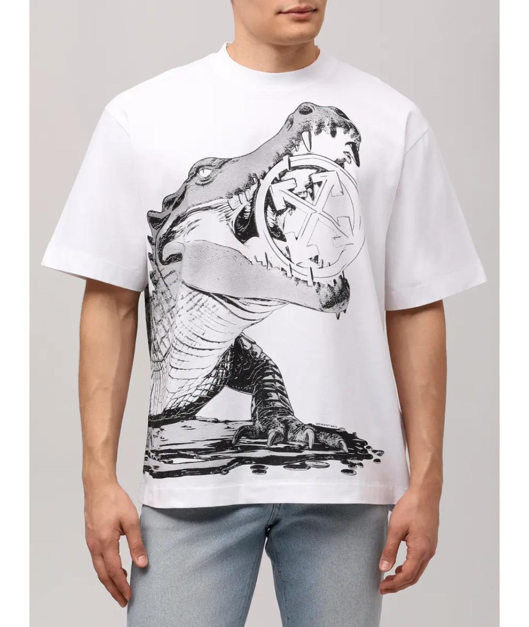 OFF-WHITE Белая хлопковая футболка, фото 4