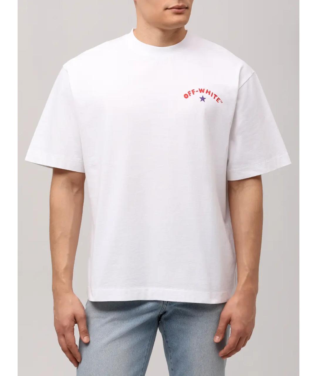 OFF-WHITE Белая хлопковая футболка, фото 4