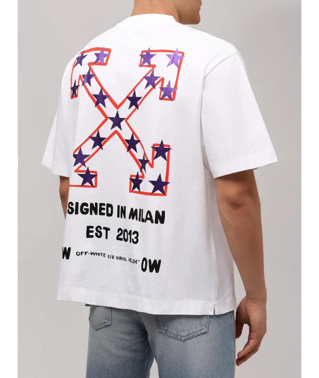 OFF-WHITE Белая хлопковая футболка, фото 3