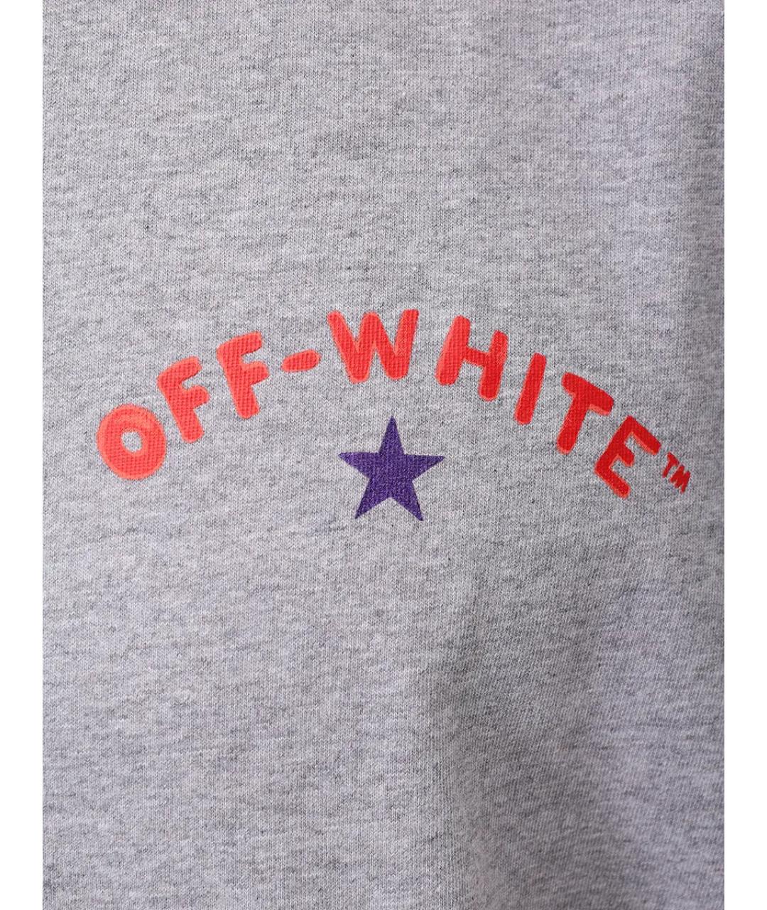OFF-WHITE Серая хлопковая футболка, фото 6