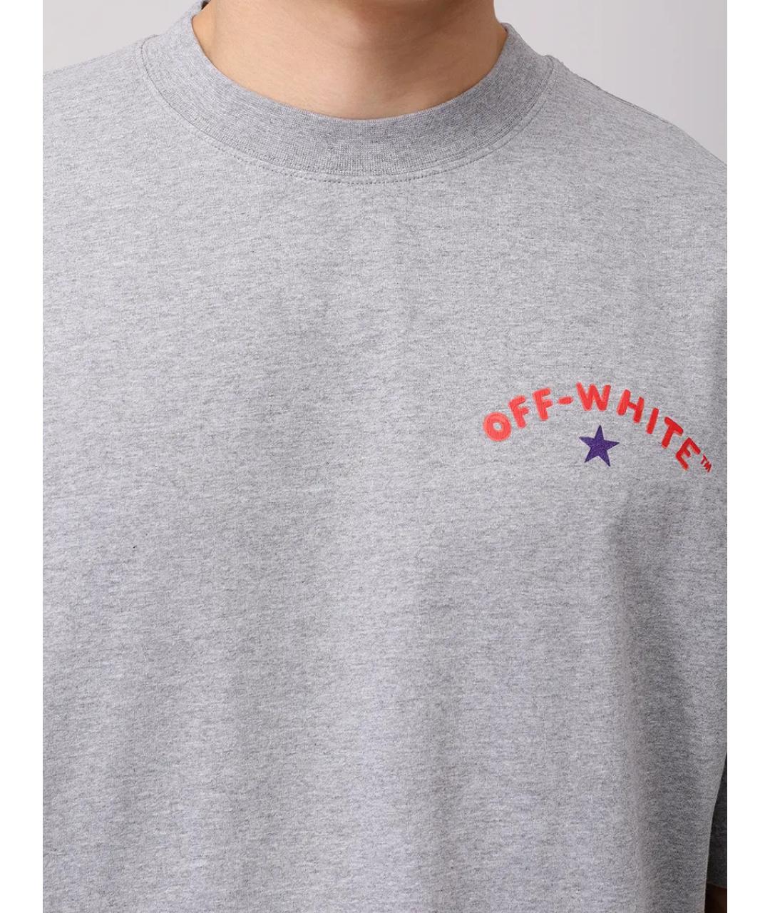 OFF-WHITE Серая хлопковая футболка, фото 5