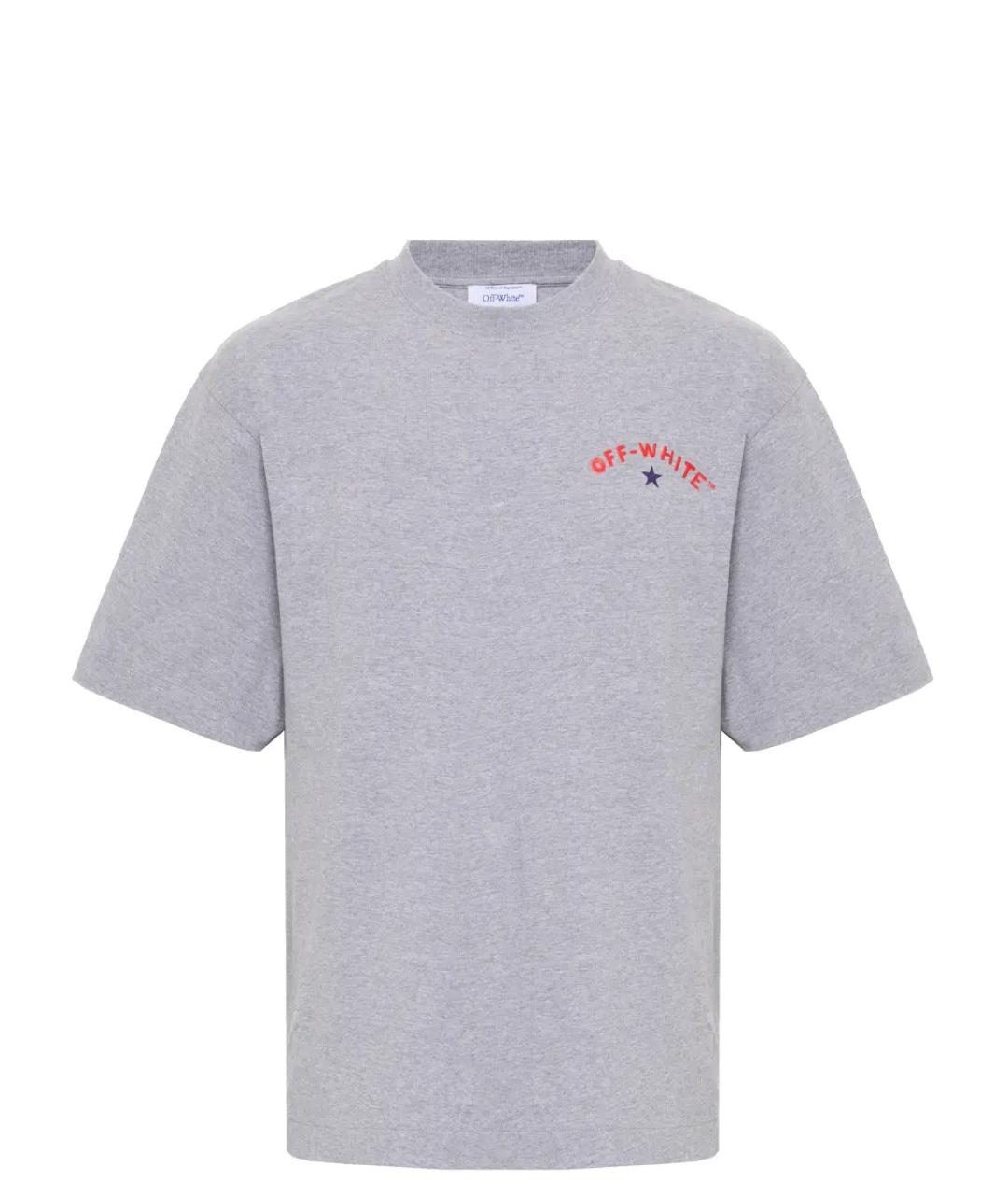 OFF-WHITE Серая хлопковая футболка, фото 1
