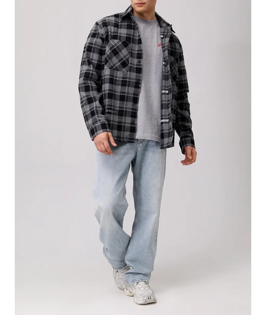 OFF-WHITE Серая хлопковая футболка, фото 2