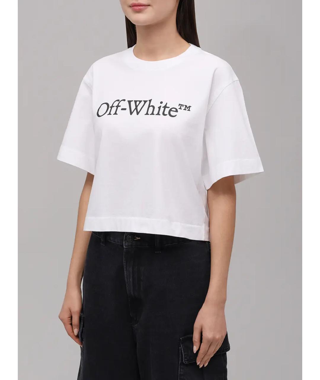OFF-WHITE Белая хлопковая футболка, фото 4