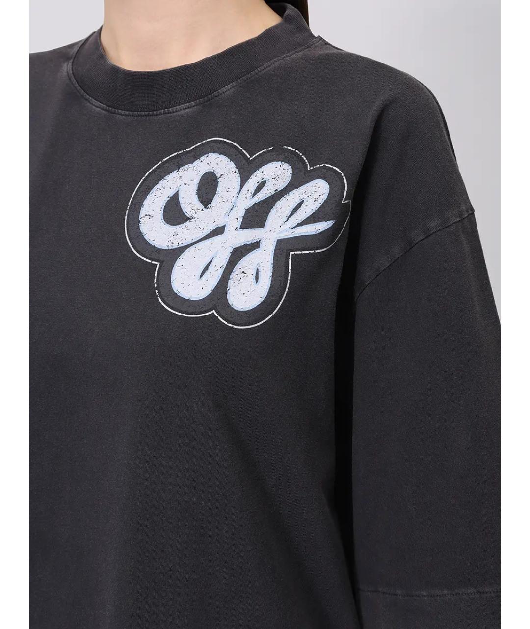 OFF-WHITE Черная хлопковая футболка, фото 5