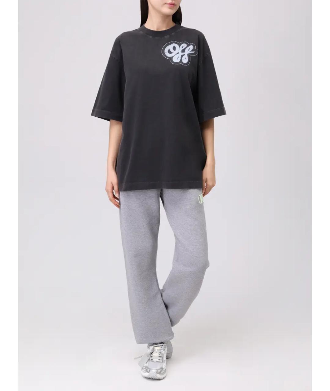 OFF-WHITE Черная хлопковая футболка, фото 2