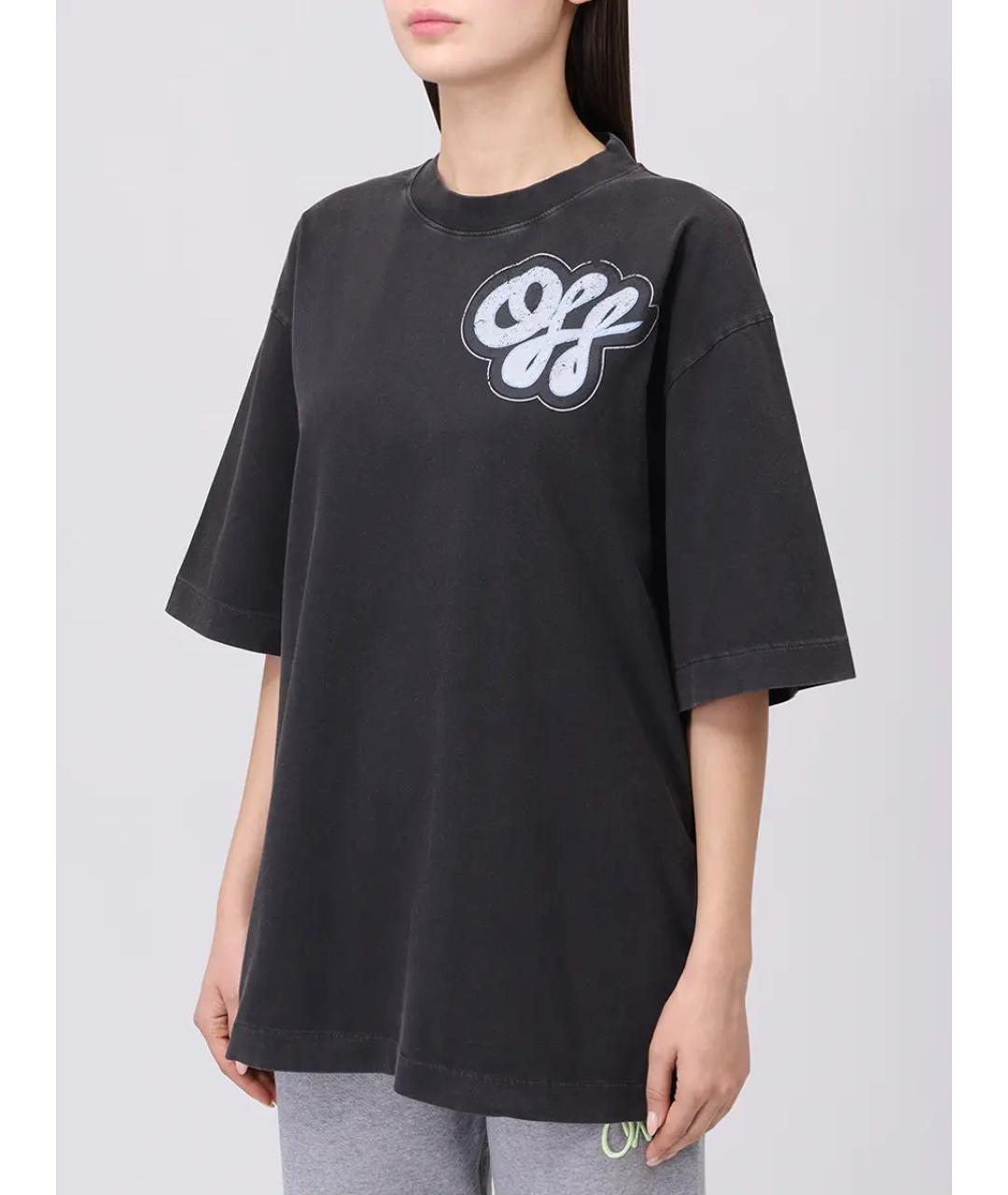 OFF-WHITE Черная хлопковая футболка, фото 4