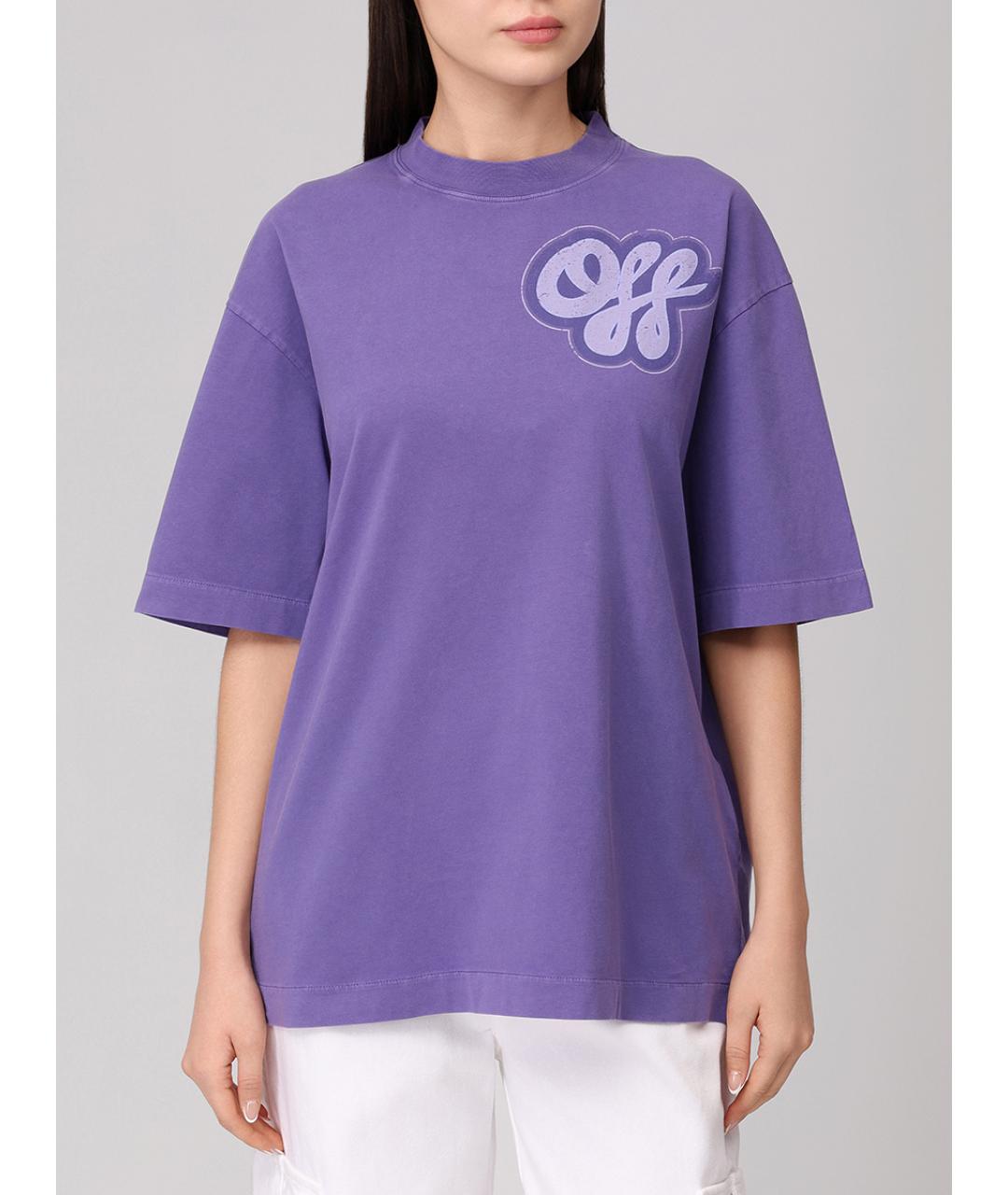 OFF-WHITE Фиолетовая хлопковая футболка, фото 4