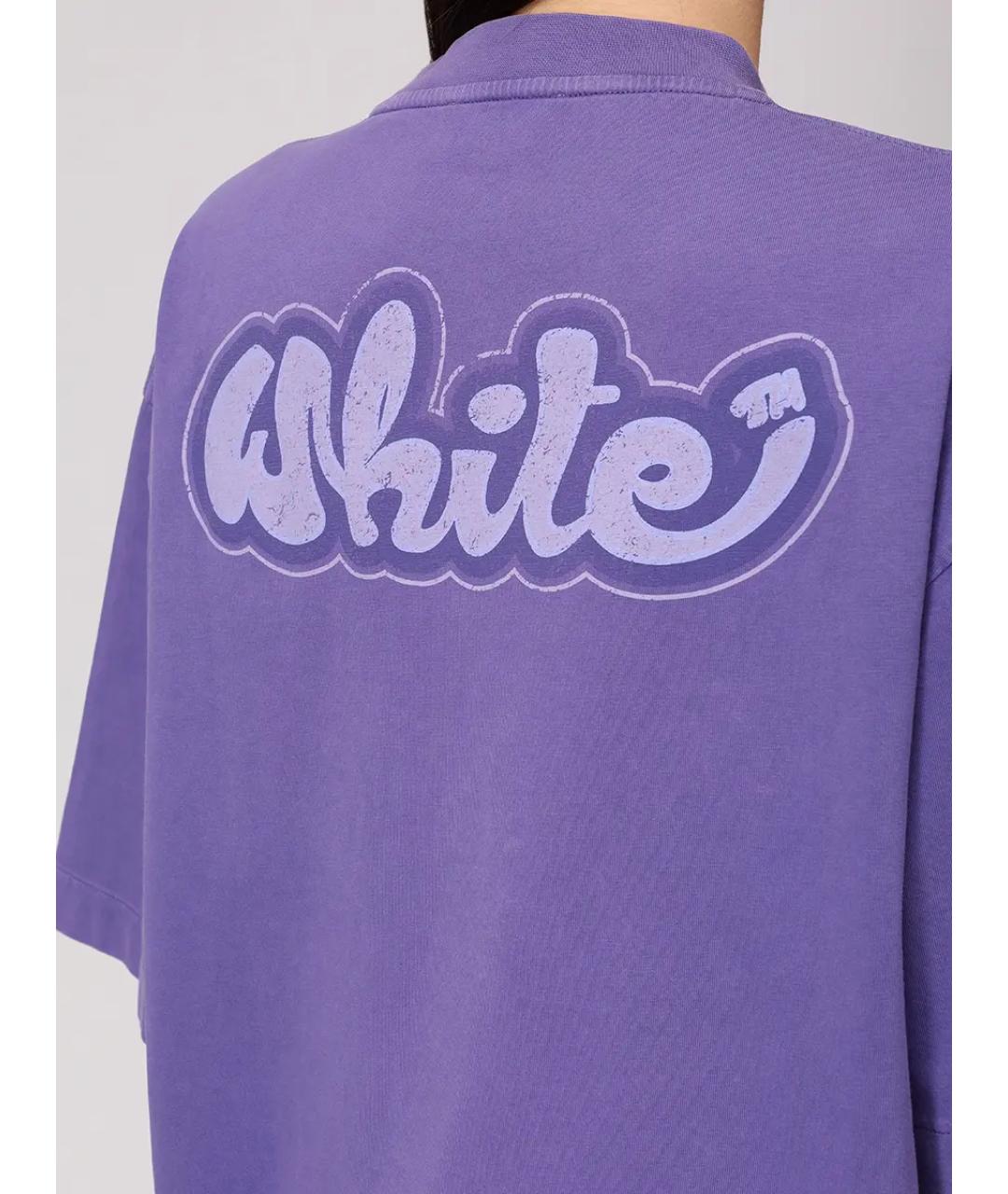 OFF-WHITE Фиолетовая хлопковая футболка, фото 5