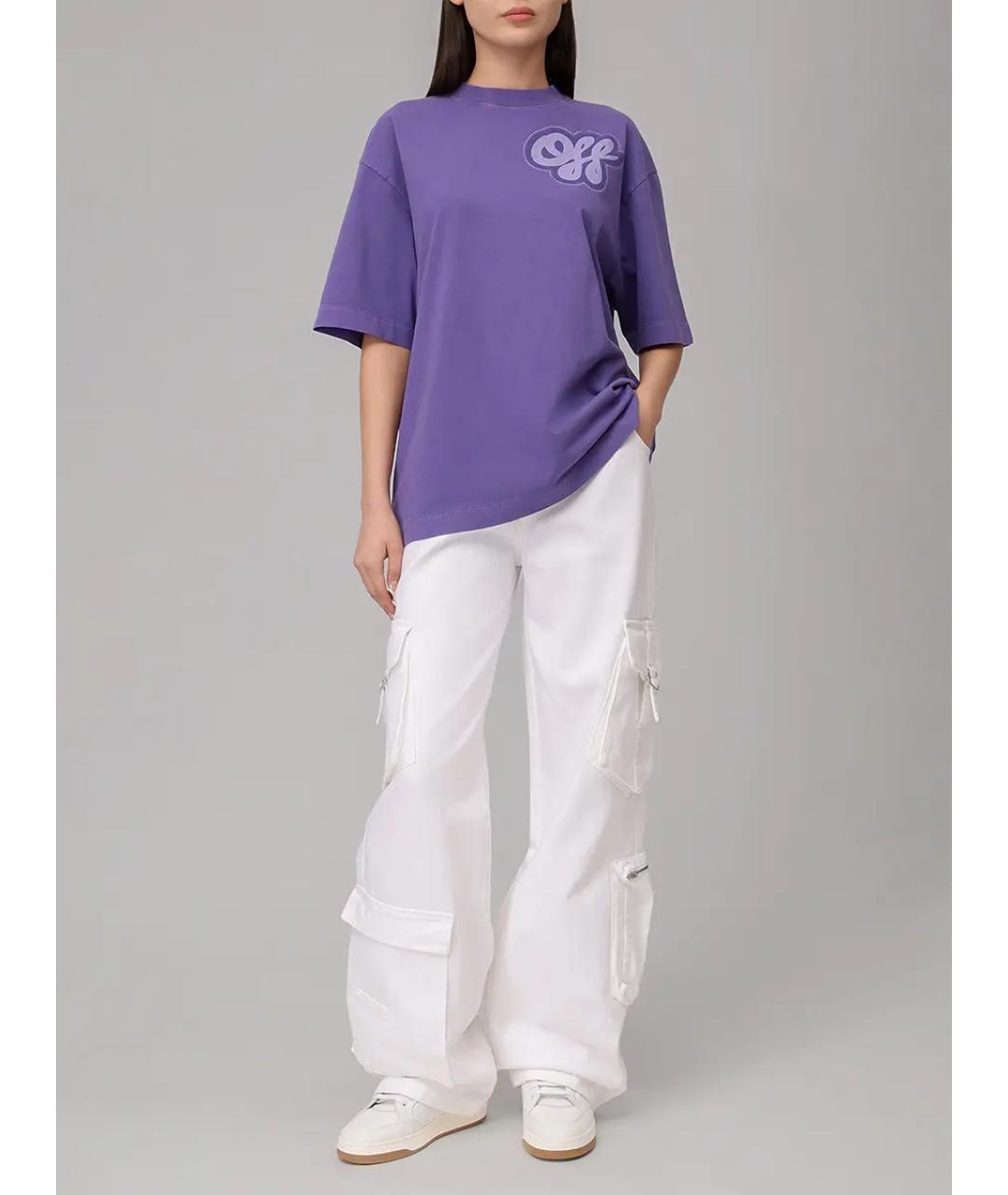 OFF-WHITE Фиолетовая хлопковая футболка, фото 2