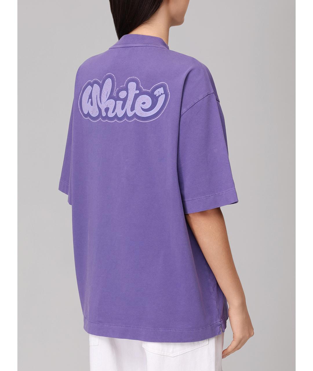 OFF-WHITE Фиолетовая хлопковая футболка, фото 3