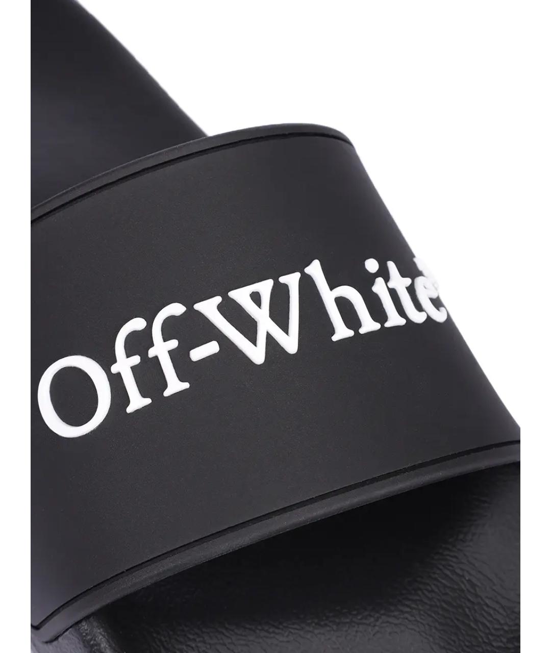 OFF-WHITE Черные резиновые шлепанцы, фото 5