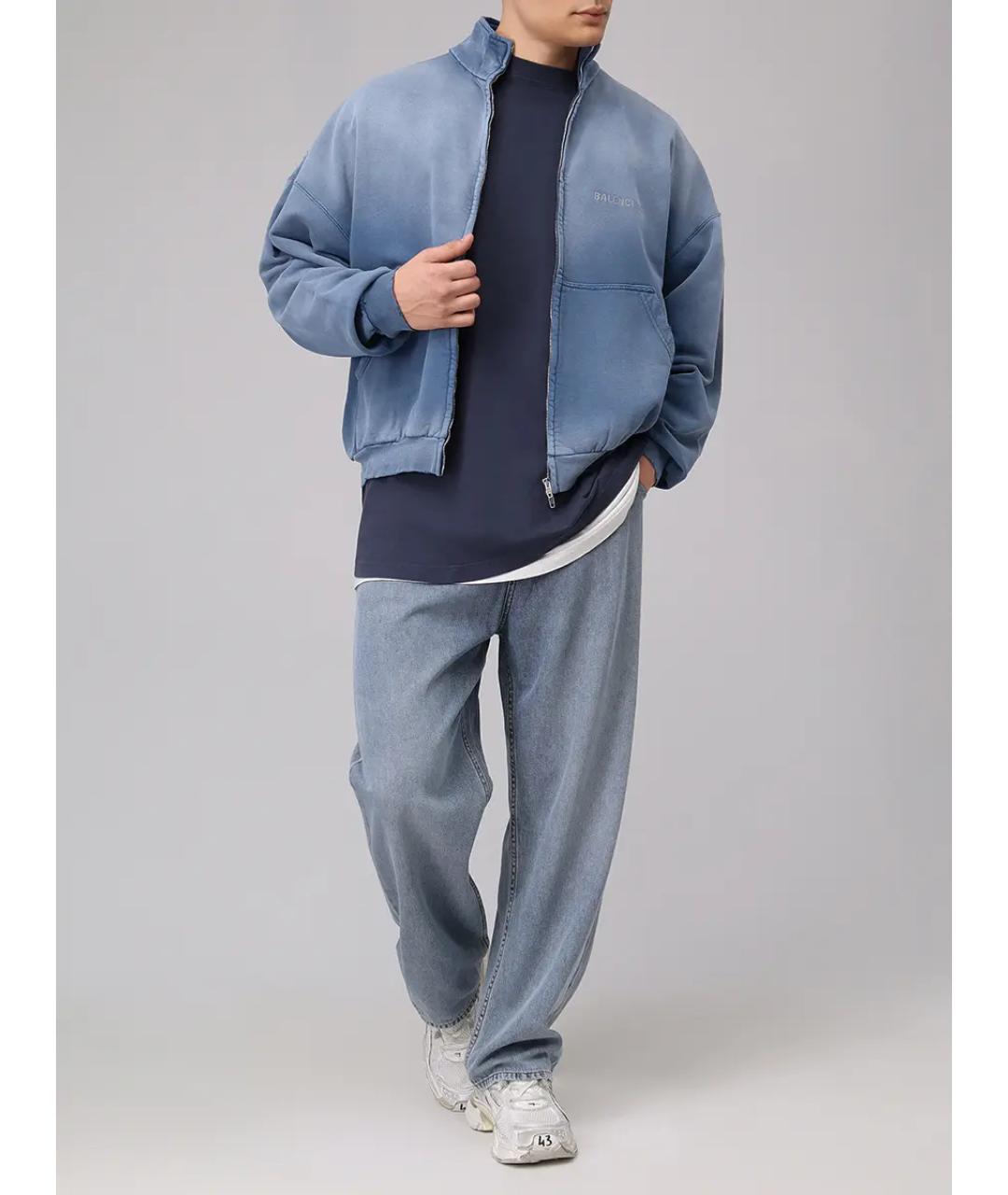 BALENCIAGA Синяя хлопковая футболка, фото 2