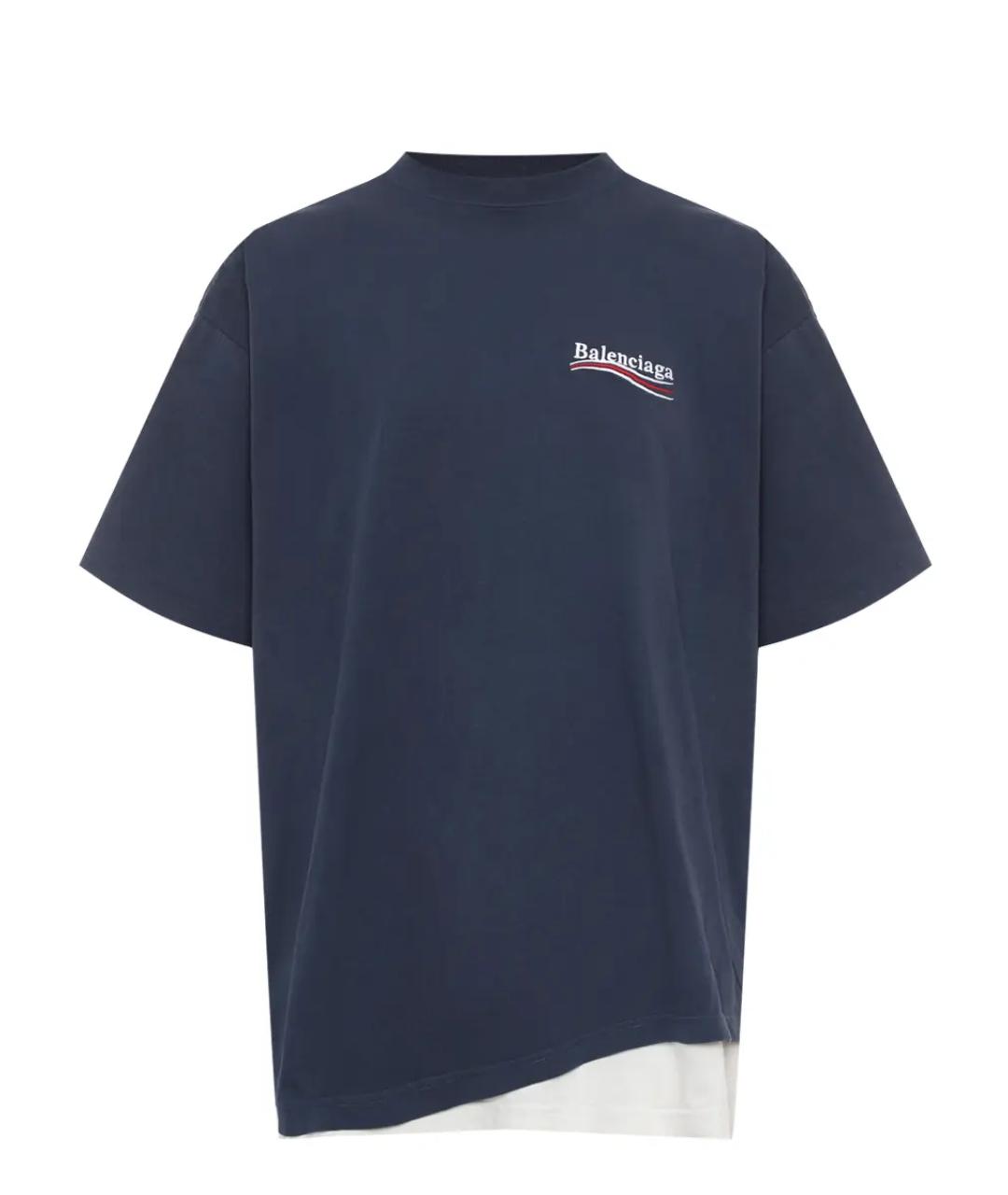 BALENCIAGA Синяя хлопковая футболка, фото 1