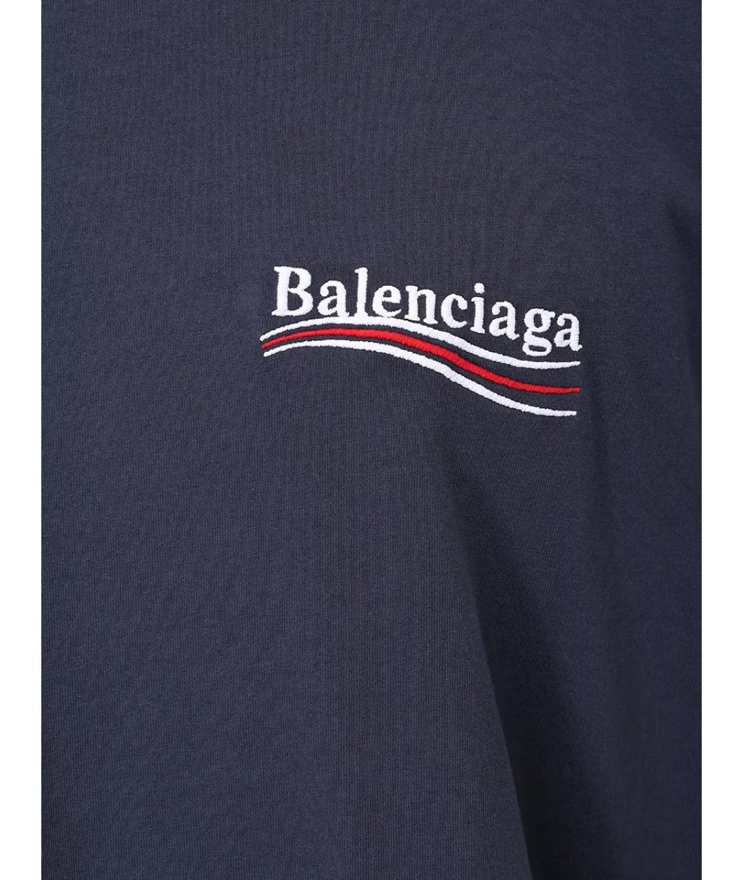 BALENCIAGA Синяя хлопковая футболка, фото 6