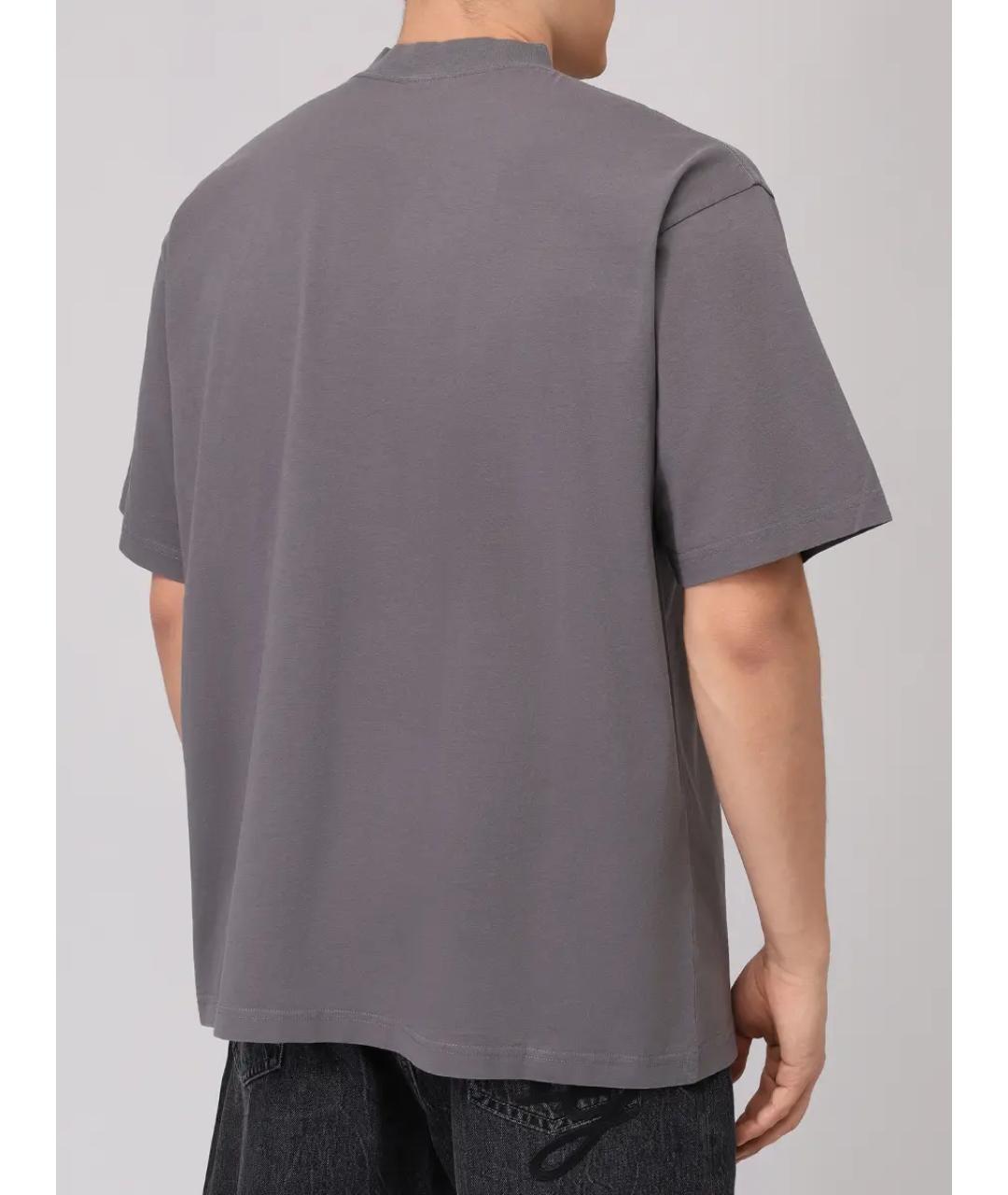 BALENCIAGA Серая хлопковая футболка, фото 3