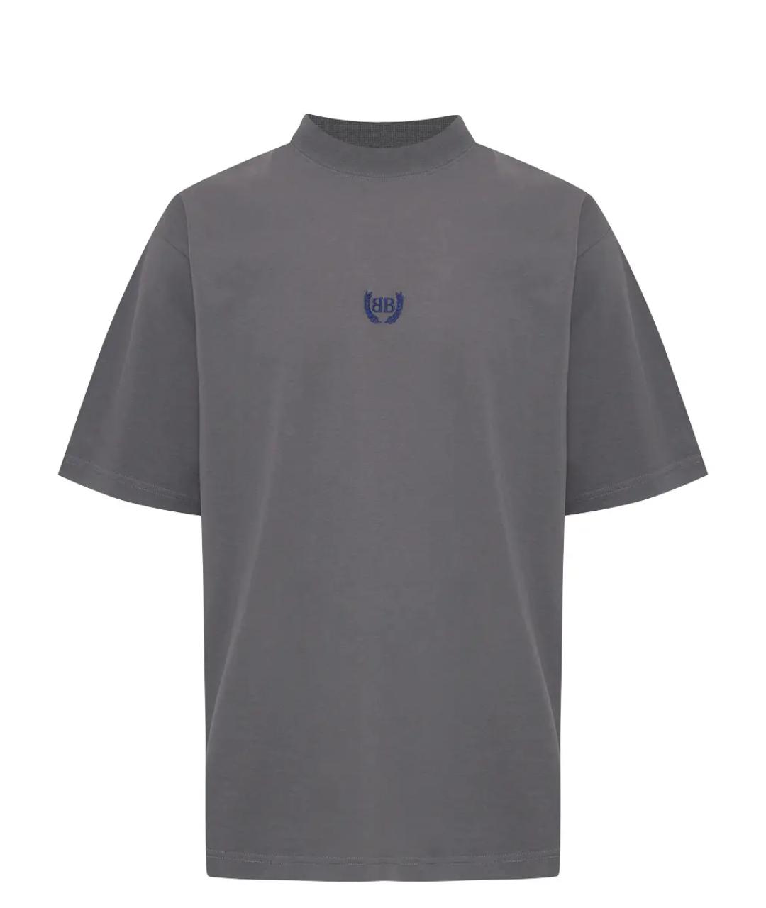 BALENCIAGA Серая хлопковая футболка, фото 1