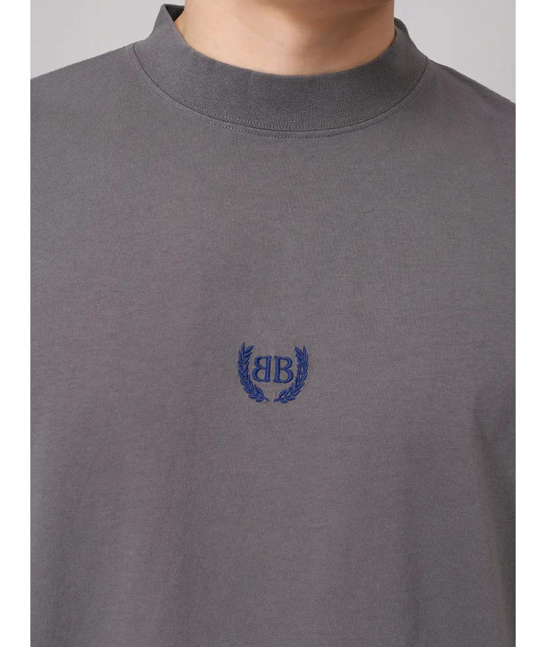 BALENCIAGA Серая хлопковая футболка, фото 5