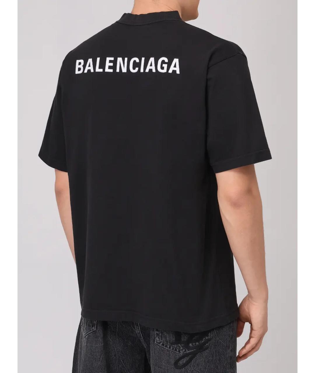 BALENCIAGA Черная хлопковая футболка, фото 3