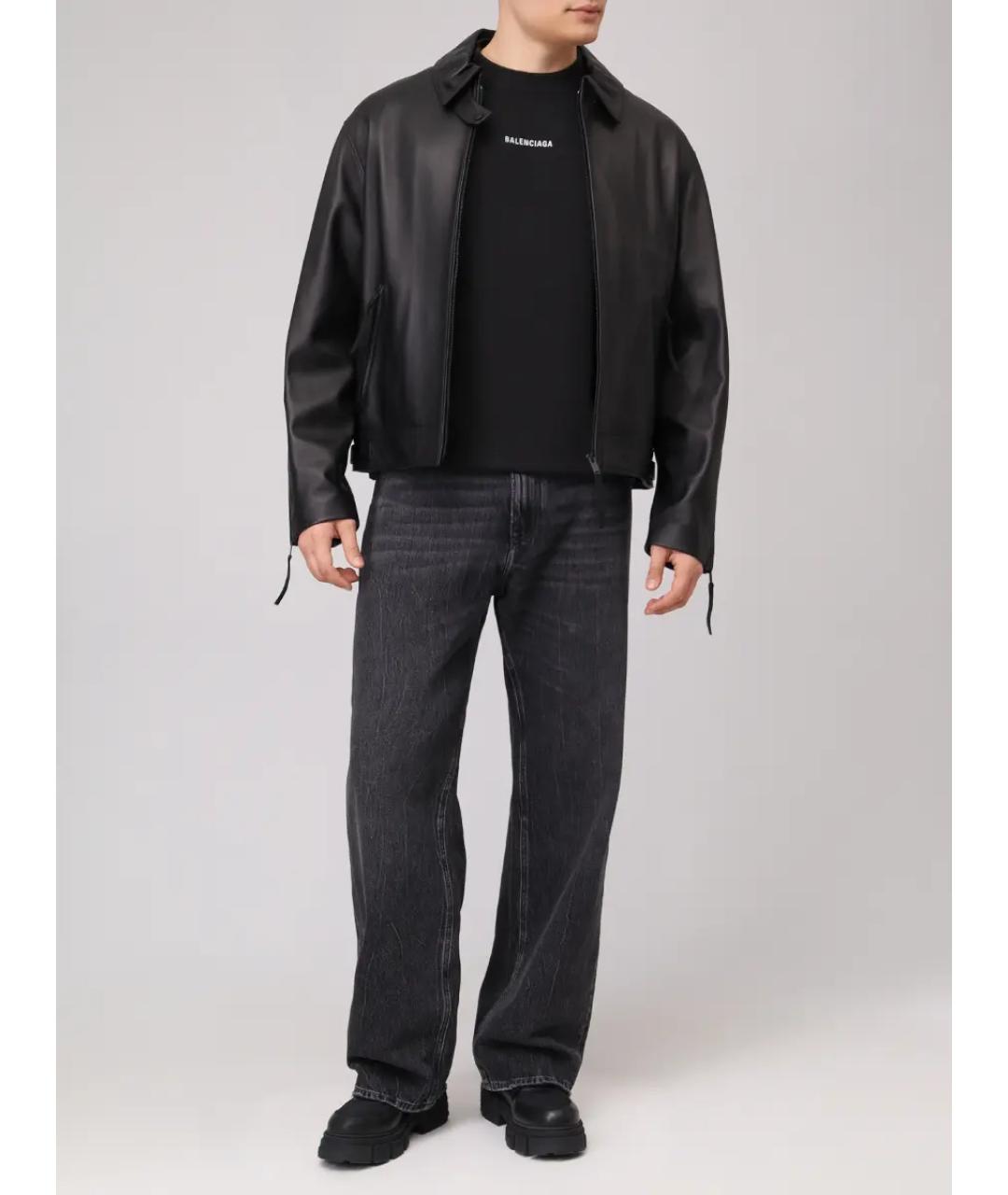 BALENCIAGA Черная хлопковая футболка, фото 2