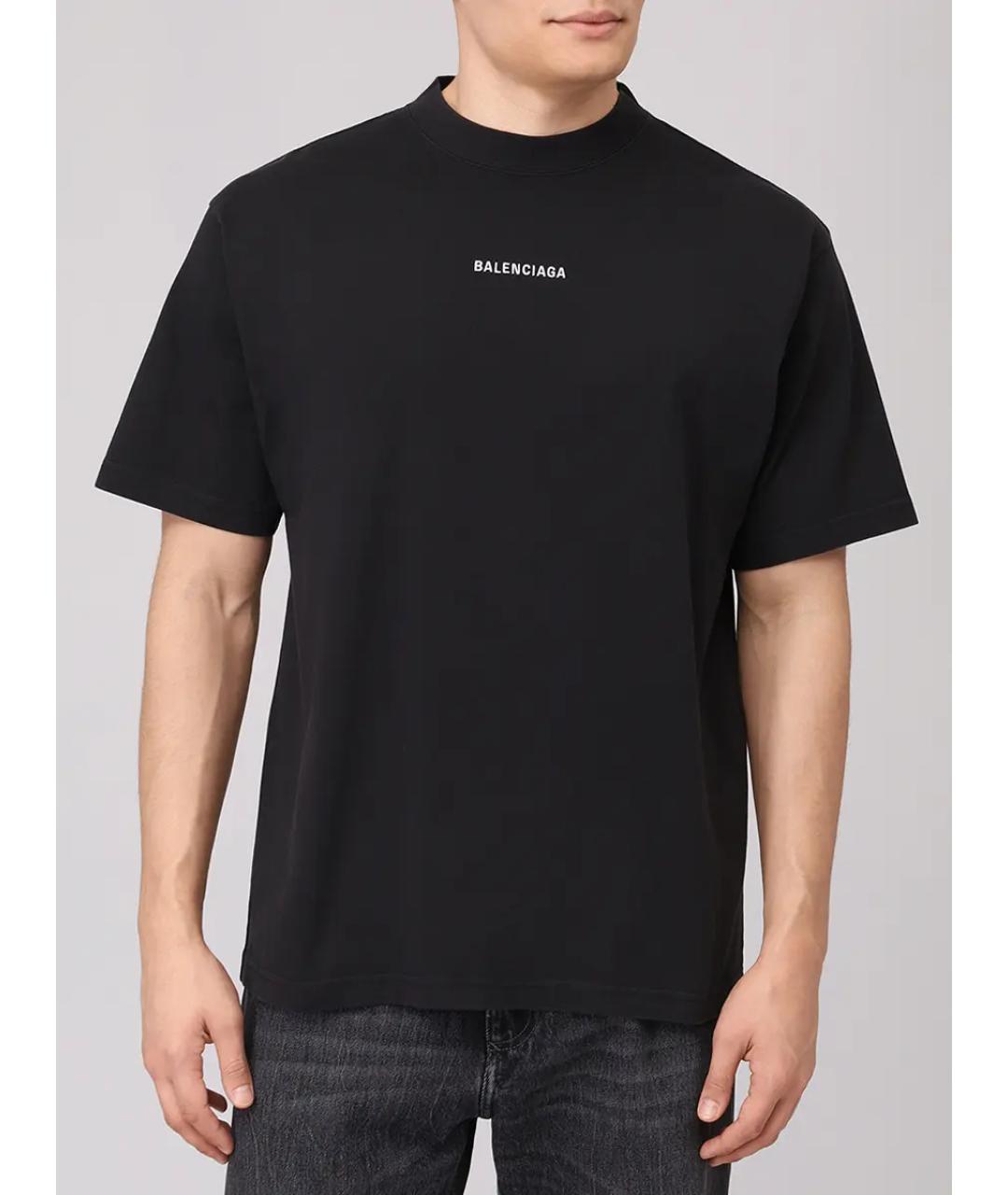 BALENCIAGA Черная хлопковая футболка, фото 4