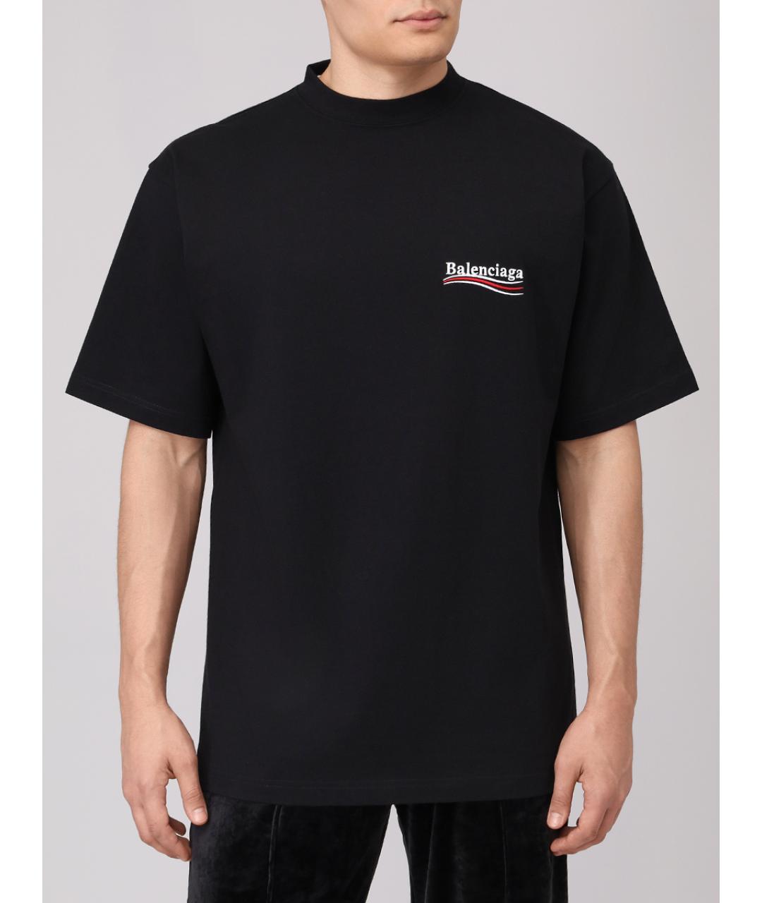BALENCIAGA Черная хлопковая футболка, фото 4