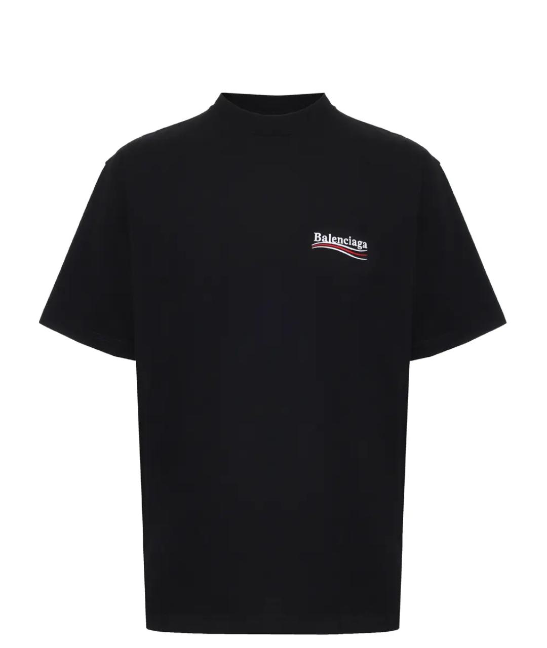 BALENCIAGA Черная хлопковая футболка, фото 1