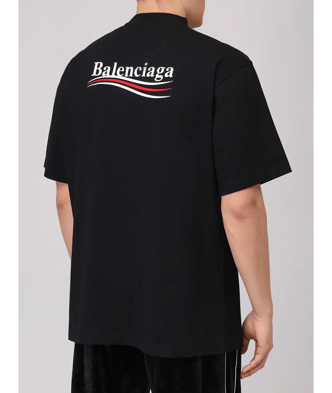 BALENCIAGA Черная хлопковая футболка, фото 3