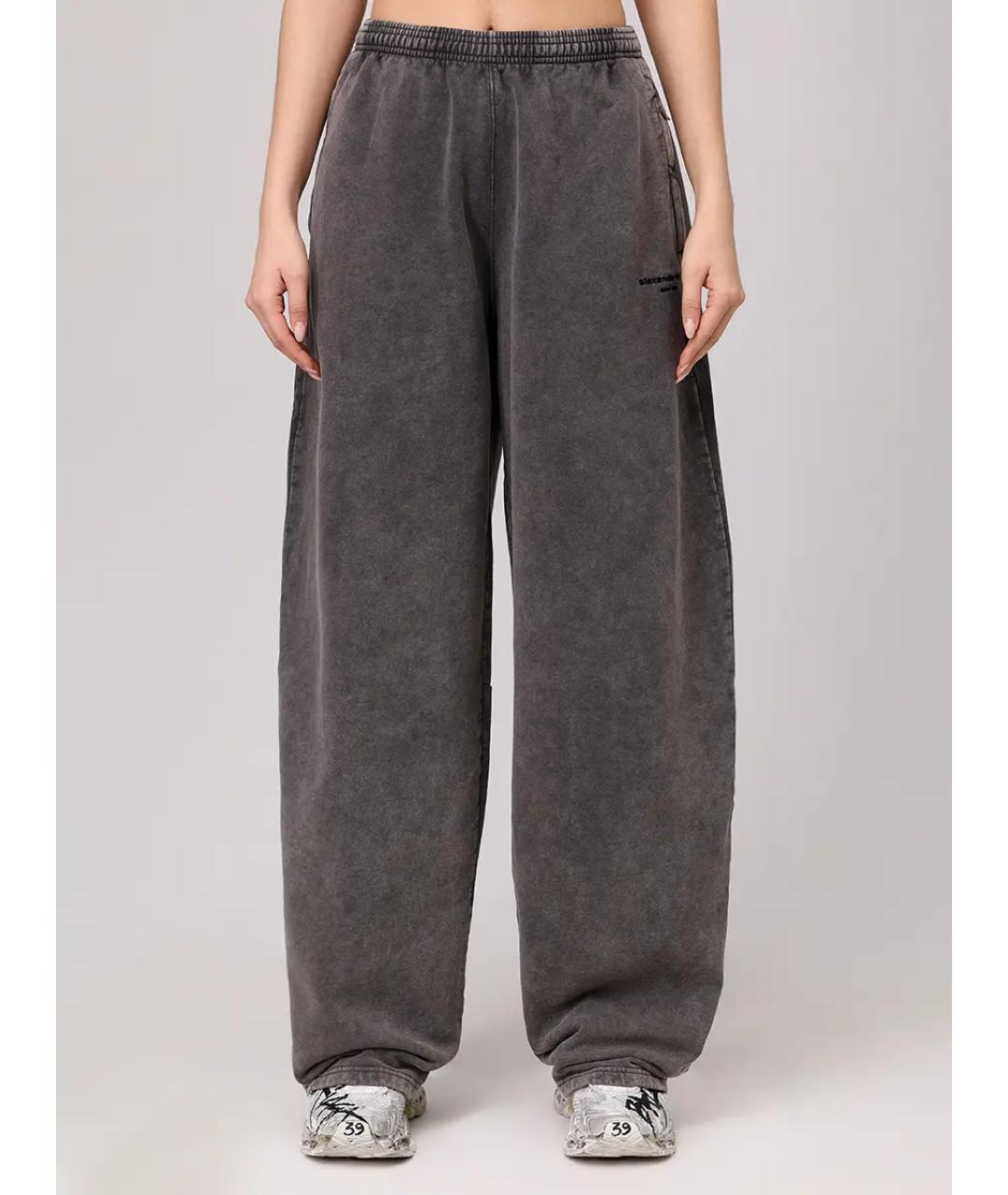 ALEXANDER WANG Серые хлопковые брюки широкие, фото 4