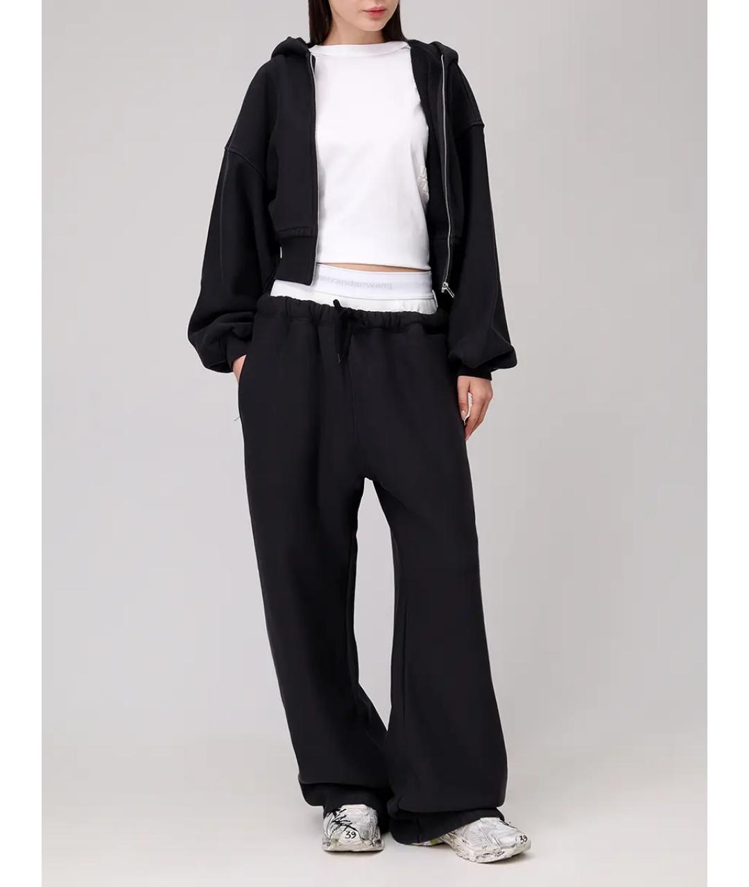 ALEXANDER WANG Черные хлопковые брюки широкие, фото 2