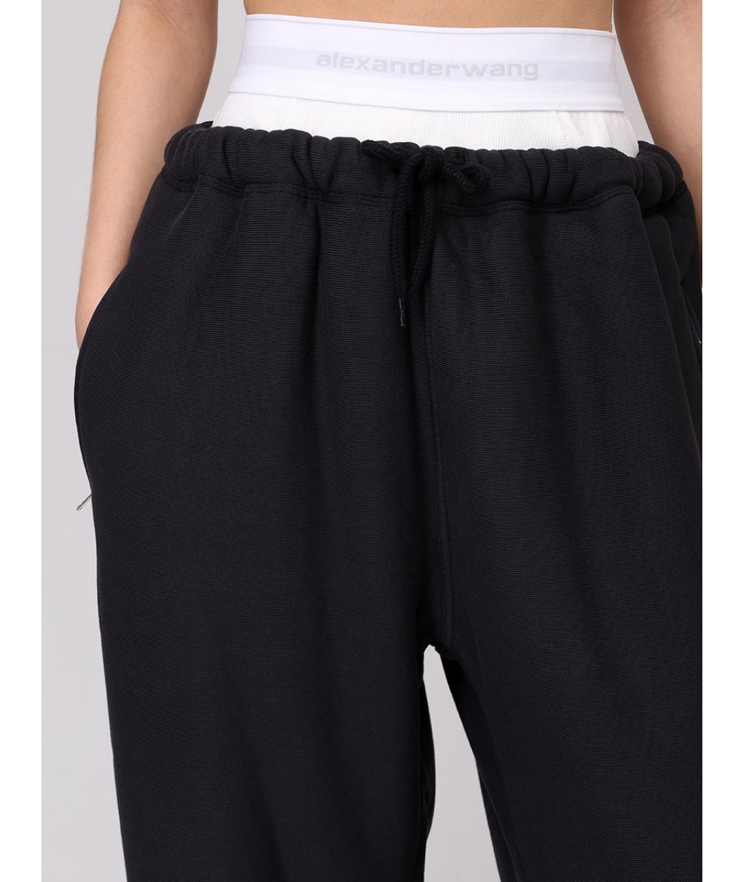 ALEXANDER WANG Черные хлопковые брюки широкие, фото 5