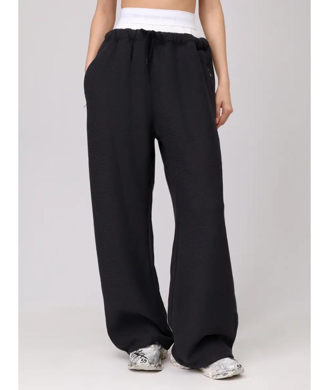 ALEXANDER WANG Черные хлопковые брюки широкие, фото 4