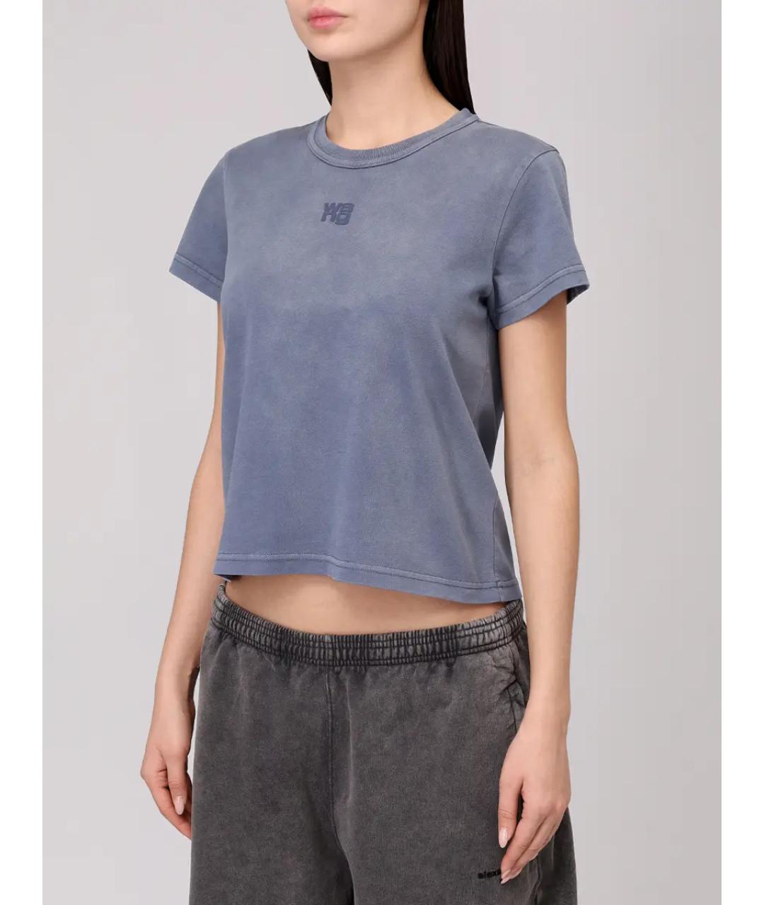 ALEXANDER WANG Голубая хлопковая футболка, фото 4