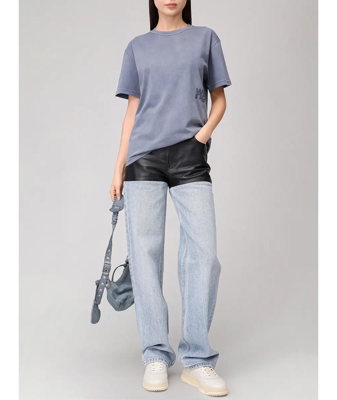 ALEXANDER WANG Голубая хлопковая футболка, фото 2