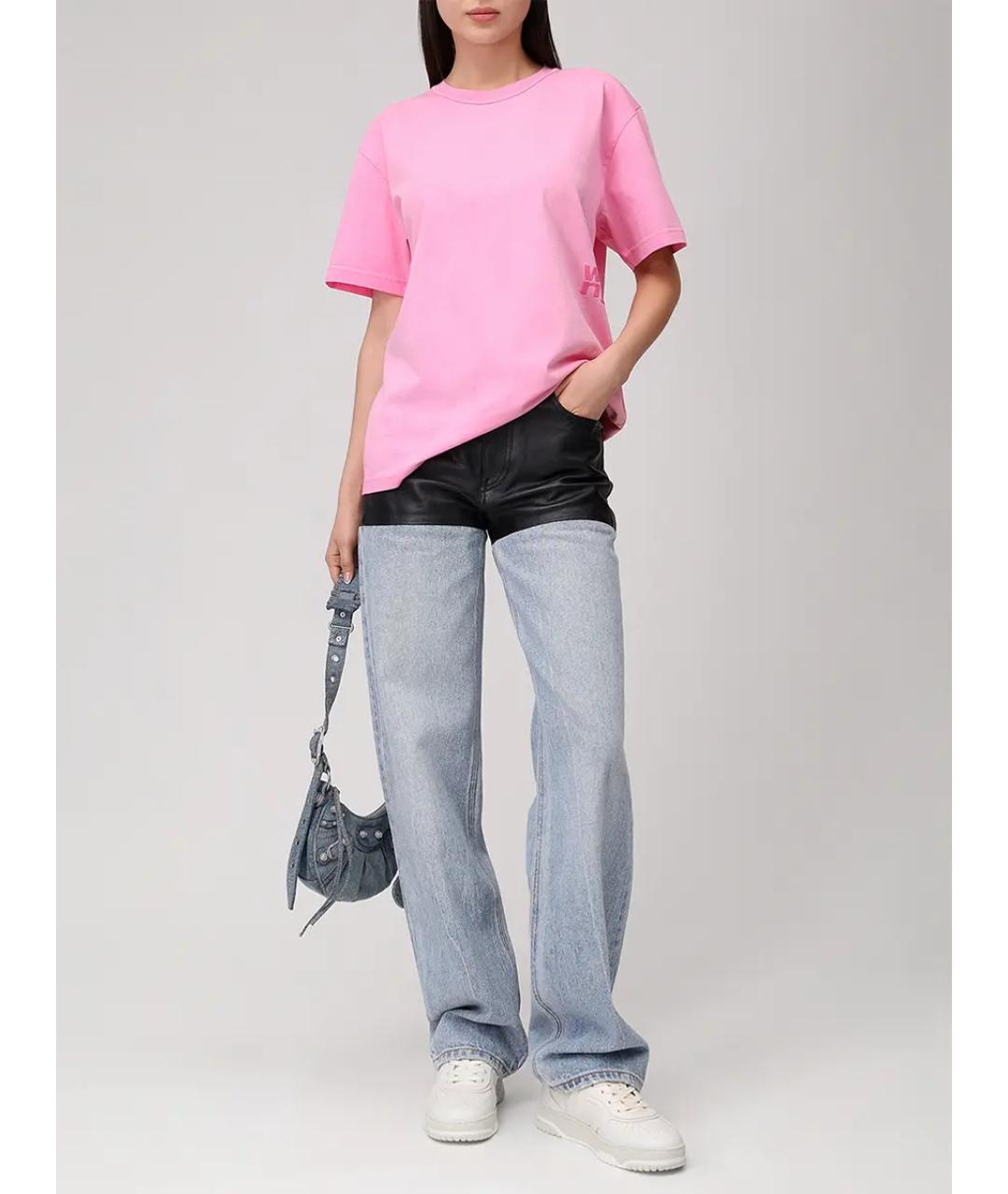 ALEXANDER WANG Розовая хлопковая футболка, фото 2