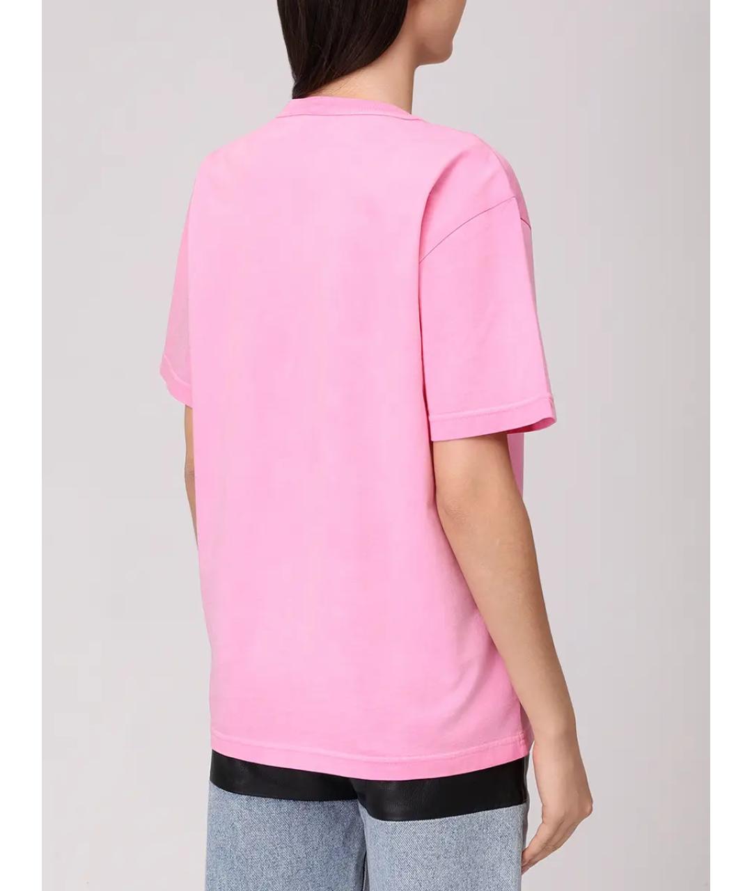 ALEXANDER WANG Розовая хлопковая футболка, фото 3