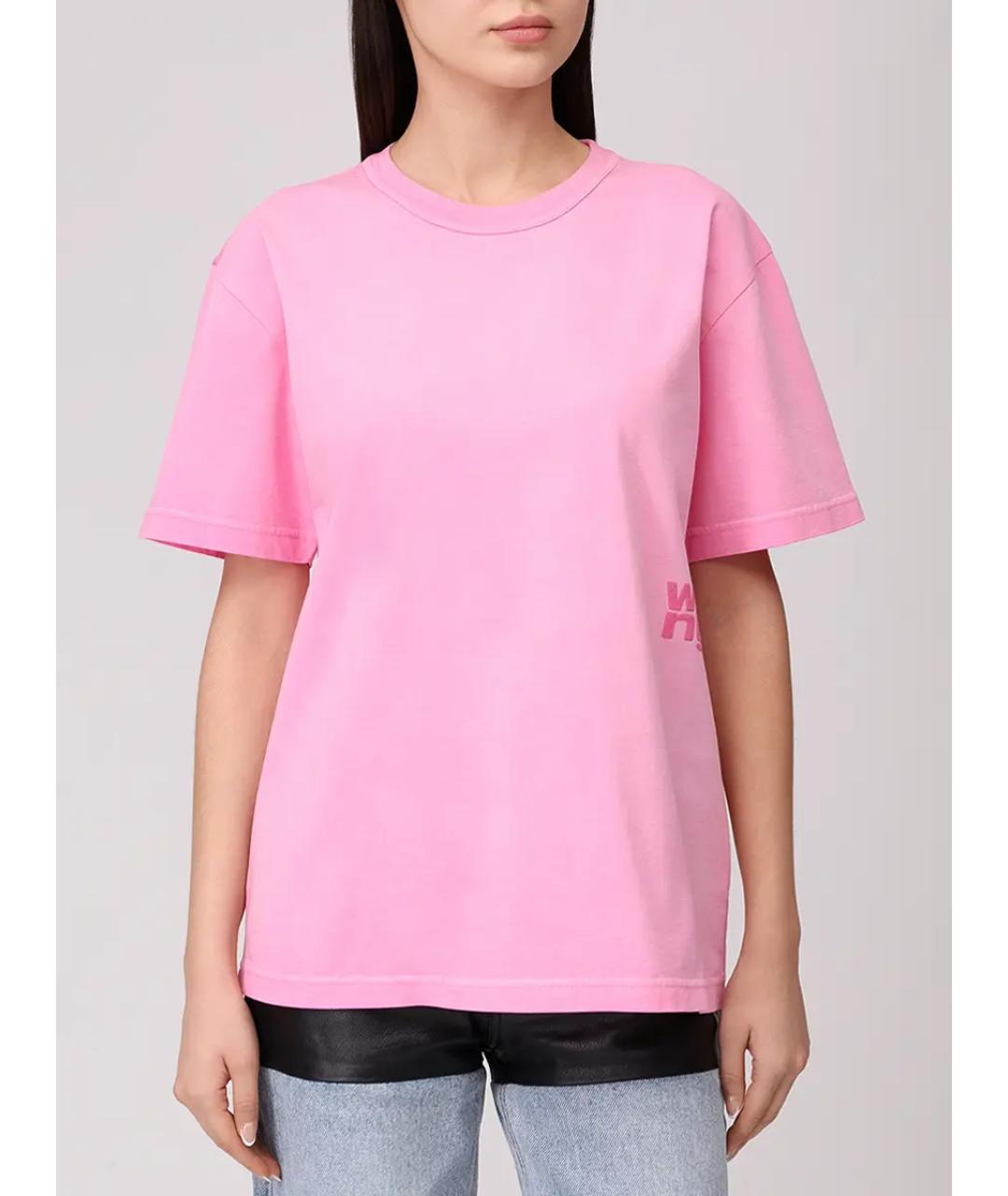 ALEXANDER WANG Розовая хлопковая футболка, фото 4