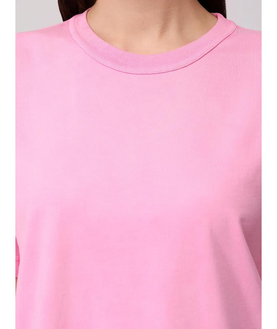 ALEXANDER WANG Розовая хлопковая футболка, фото 5