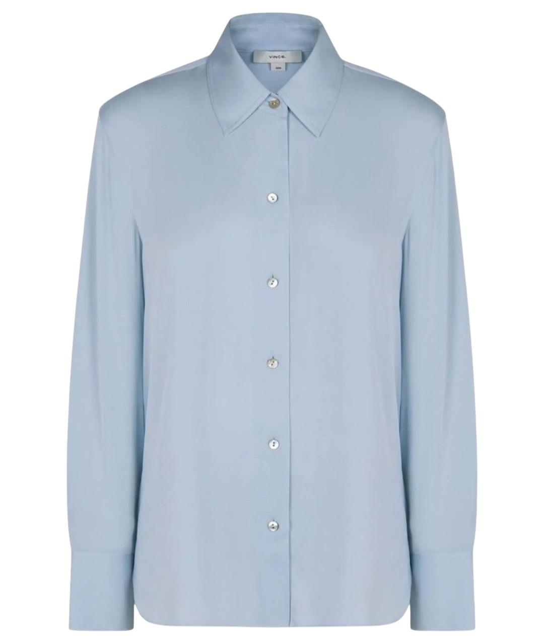VINCE Голубая шелковая рубашка, фото 1