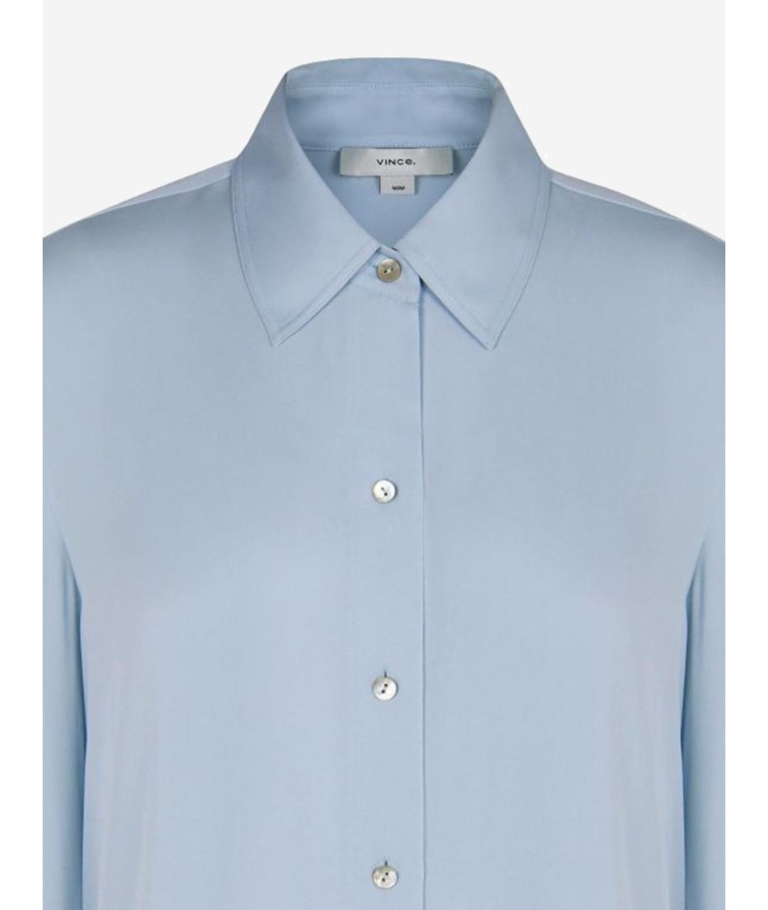 VINCE Голубая шелковая рубашка, фото 3