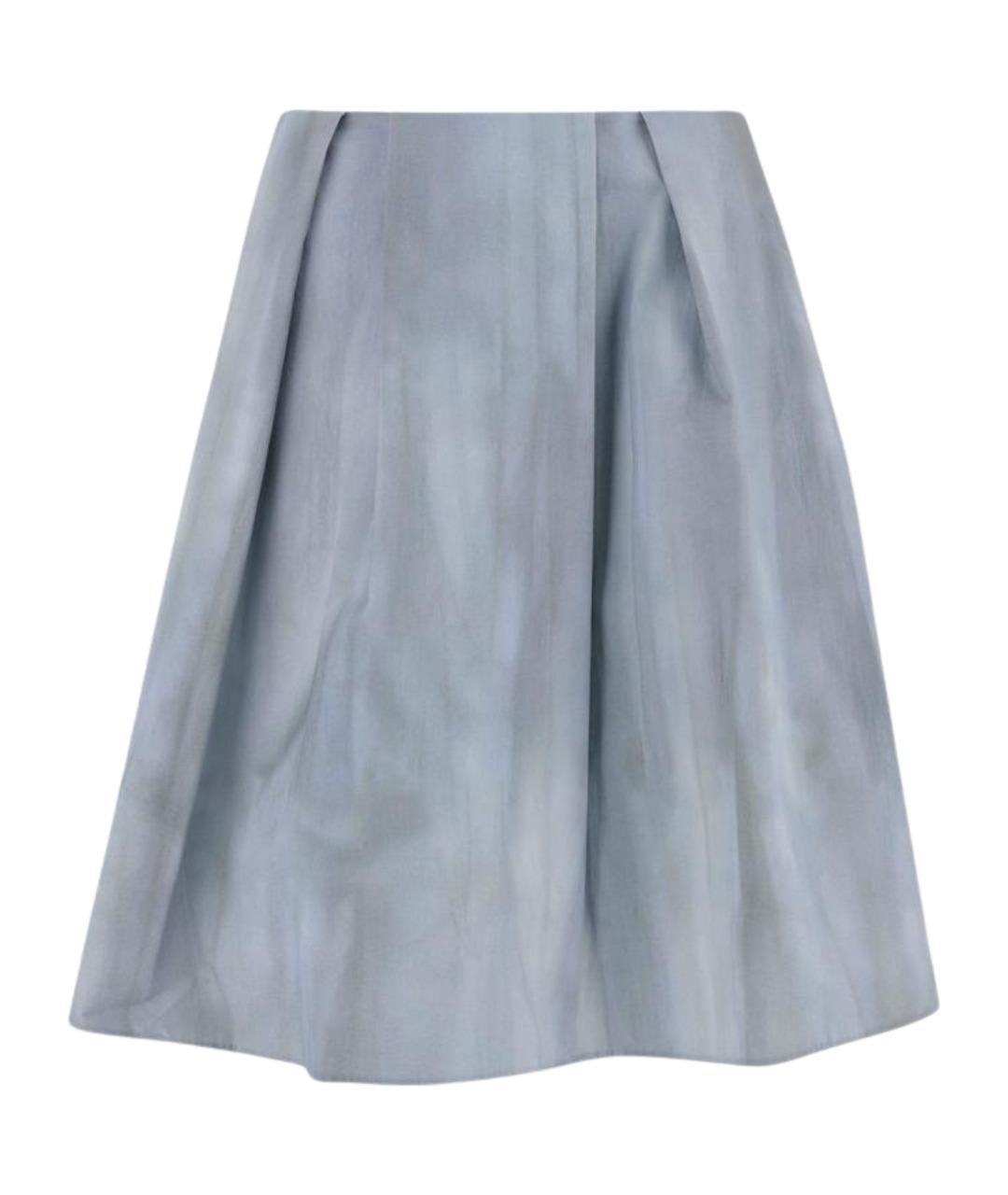 VINCE Голубая хлопковая юбка миди, фото 1