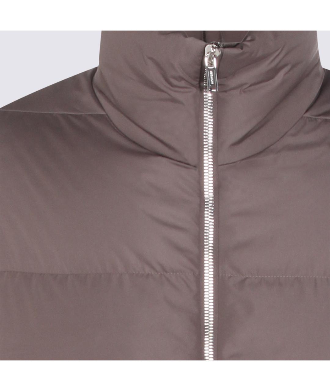 MONCLER Серый полиэстеровый пуховик, фото 4