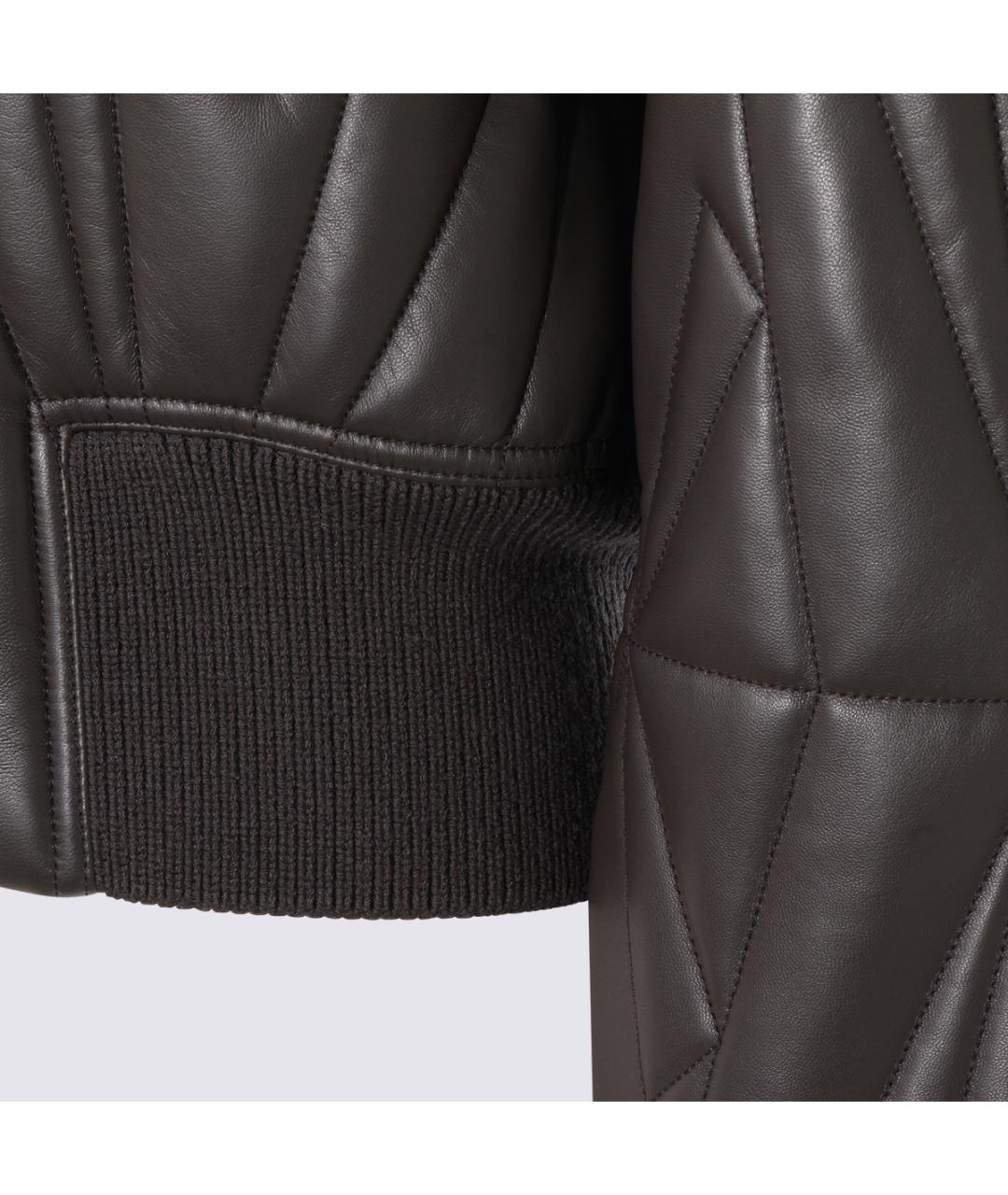 MONCLER Антрацитовая кожаная куртка, фото 4