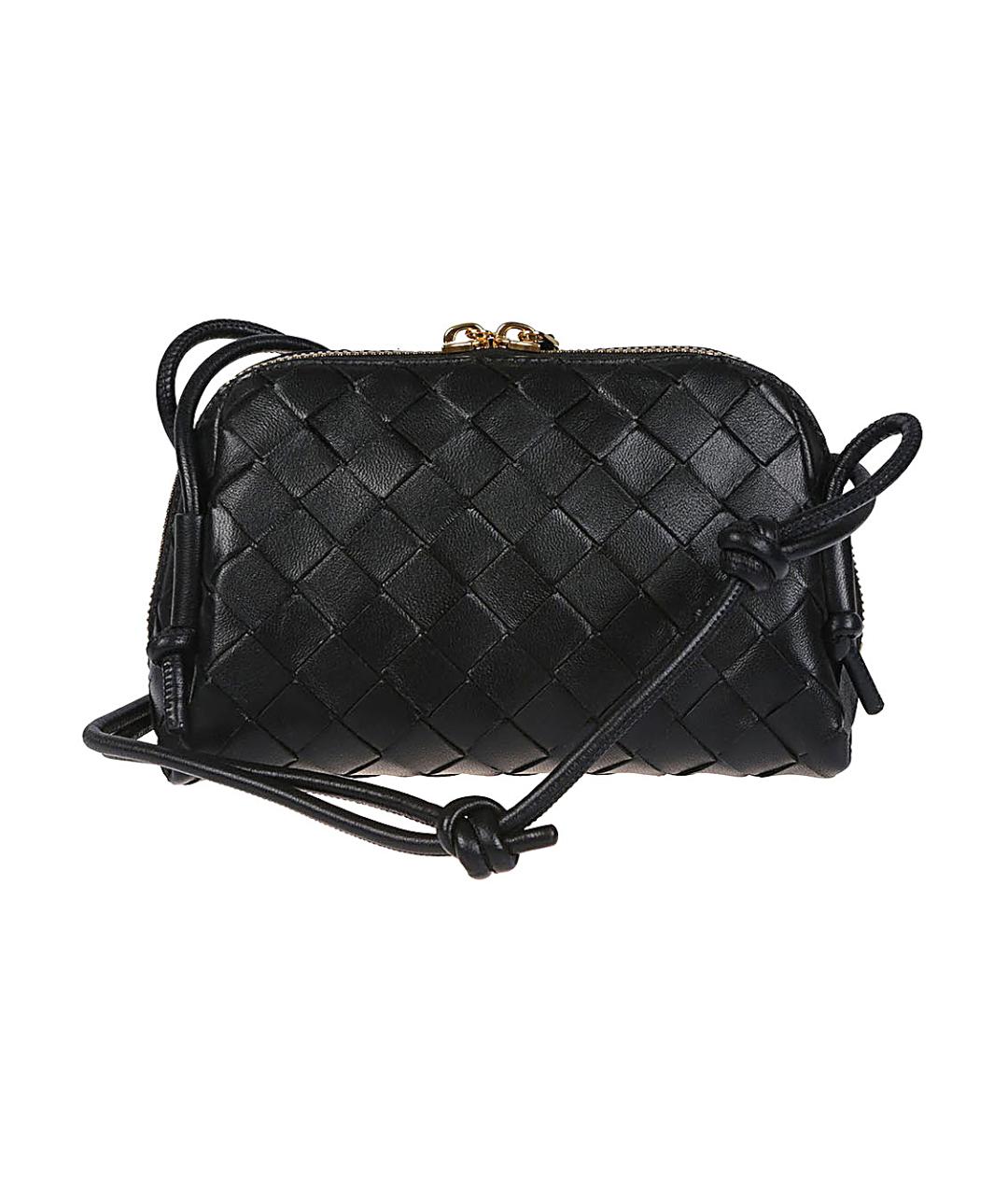 BOTTEGA VENETA Черная кожаная сумка через плечо, фото 2